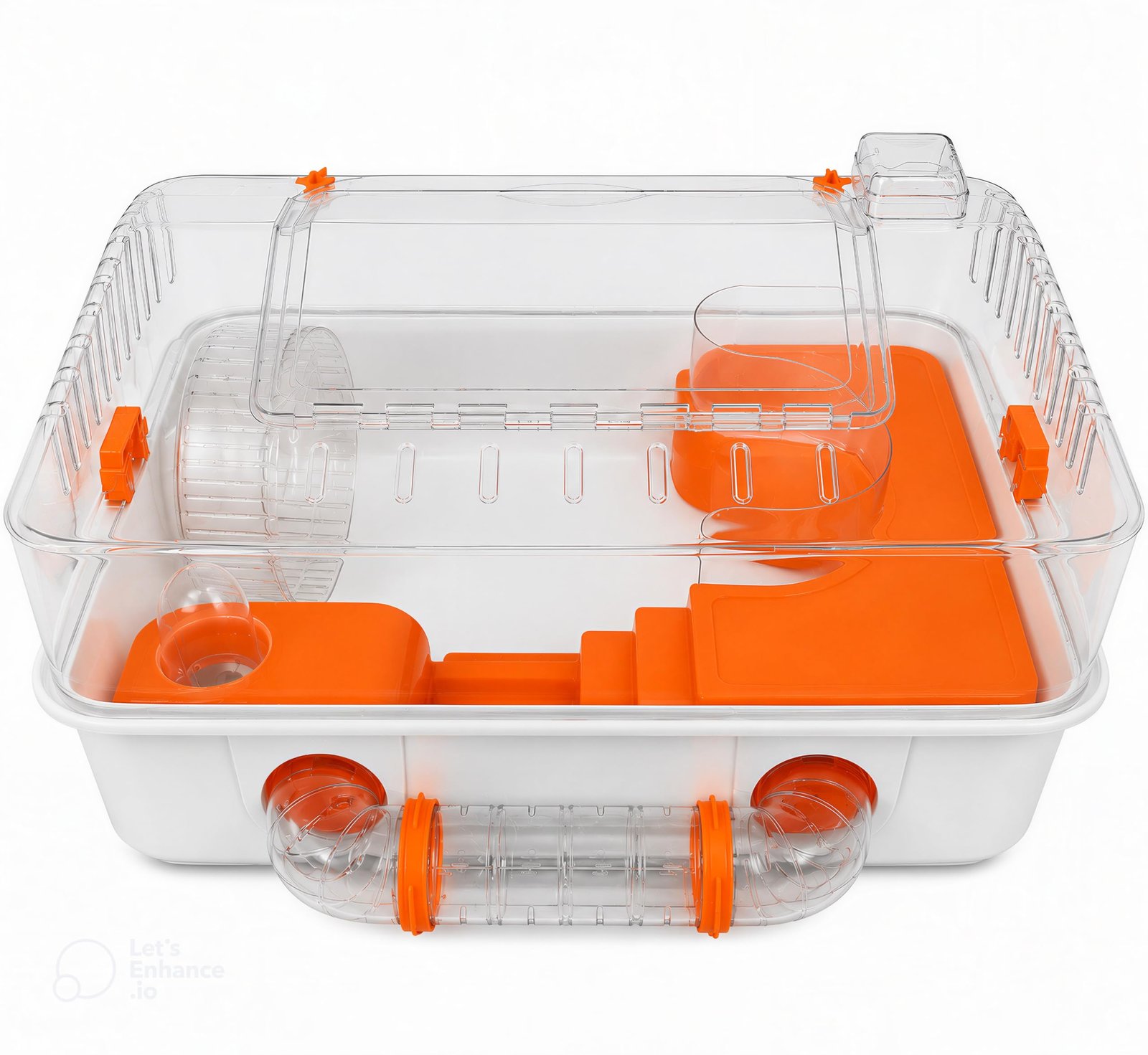 1.7ft Large Hamster Cage with Exercise Wheel, Playing Tunnel,Multiple Hiding Spots | Transparent and Spacious Hamster House |