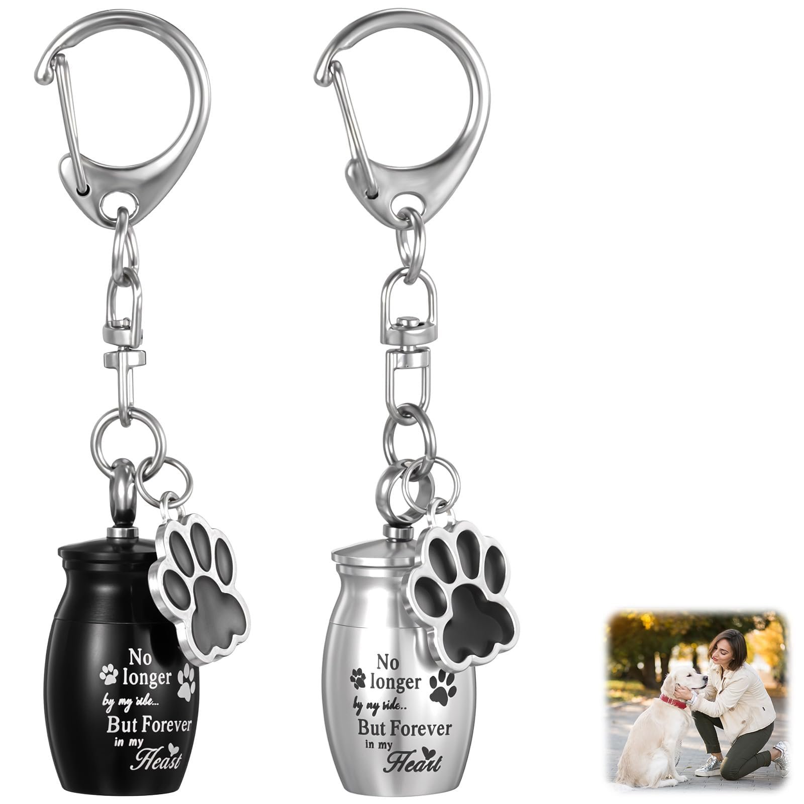 1Pcs, Pet Urns Keychain, Paw Print Memorial Ashes Holder, Portable Small Pet Cremation Keepsake, Dog Cat Ashes Urn Charm with