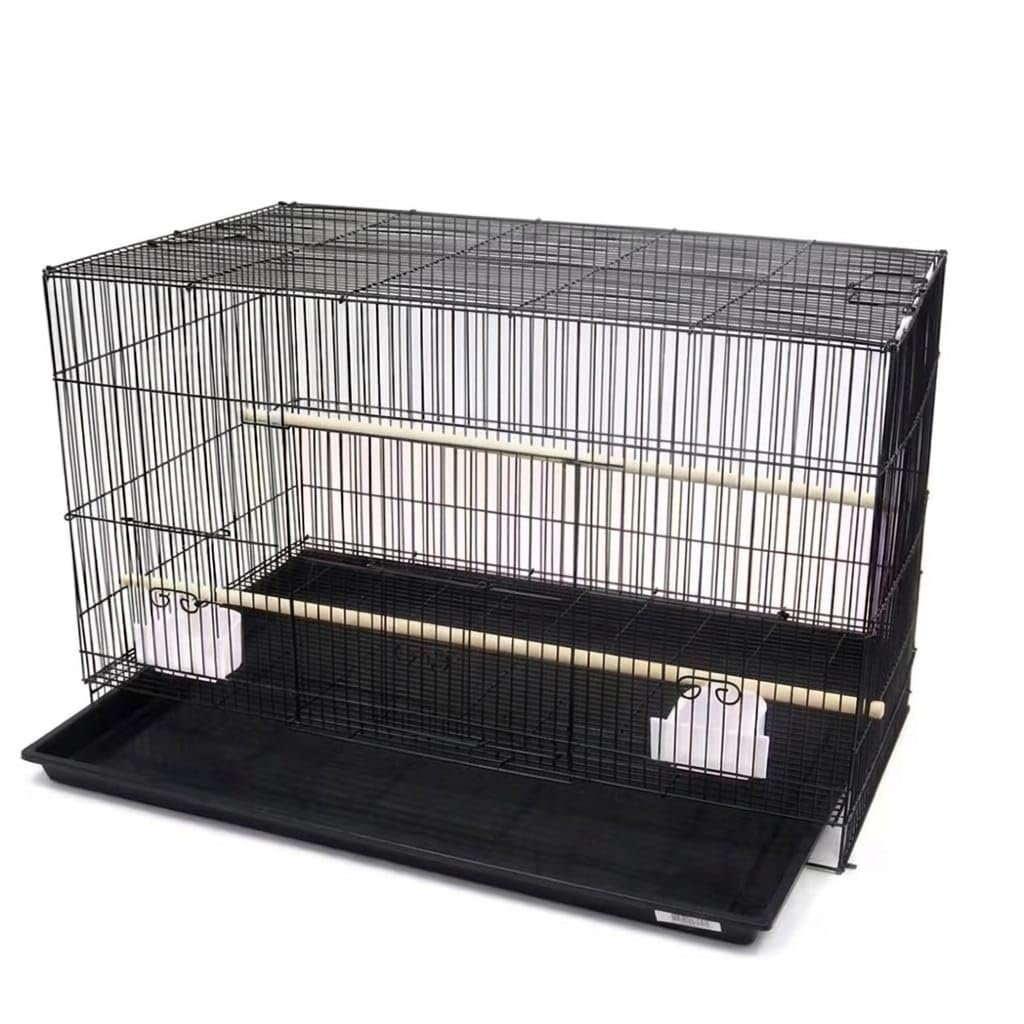2 Ft Metal Bird Cage with Perch & Feeders for Small Parrots | Powder-Coated Finish, Slide-Out Cleaning Tray, Rust-Resistant W