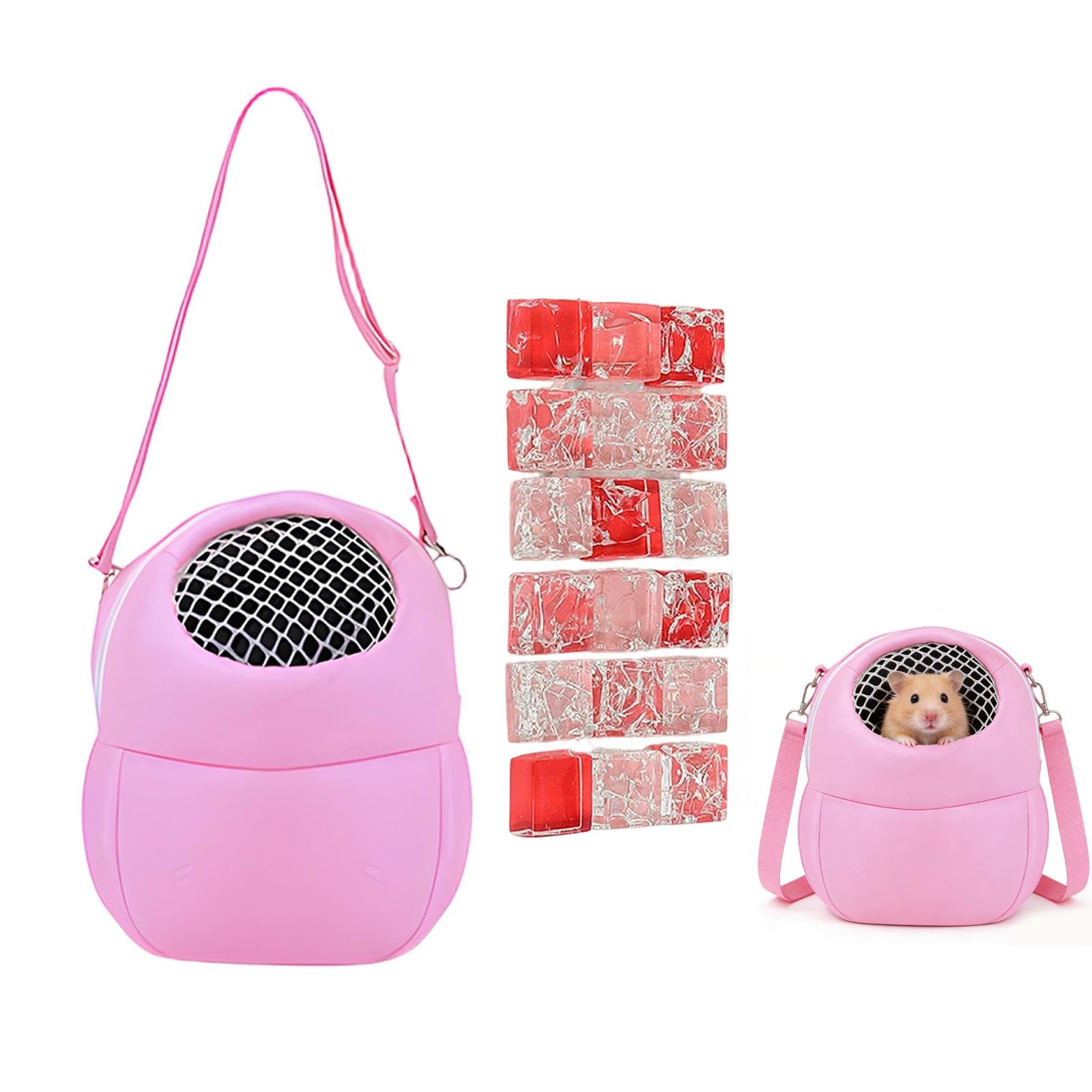 2 PCS Hamster House, Small Pet Cooling Mat for Travel, Breathable Portable Carrier Accessories for Hamster, Sugar Glider, Sma
