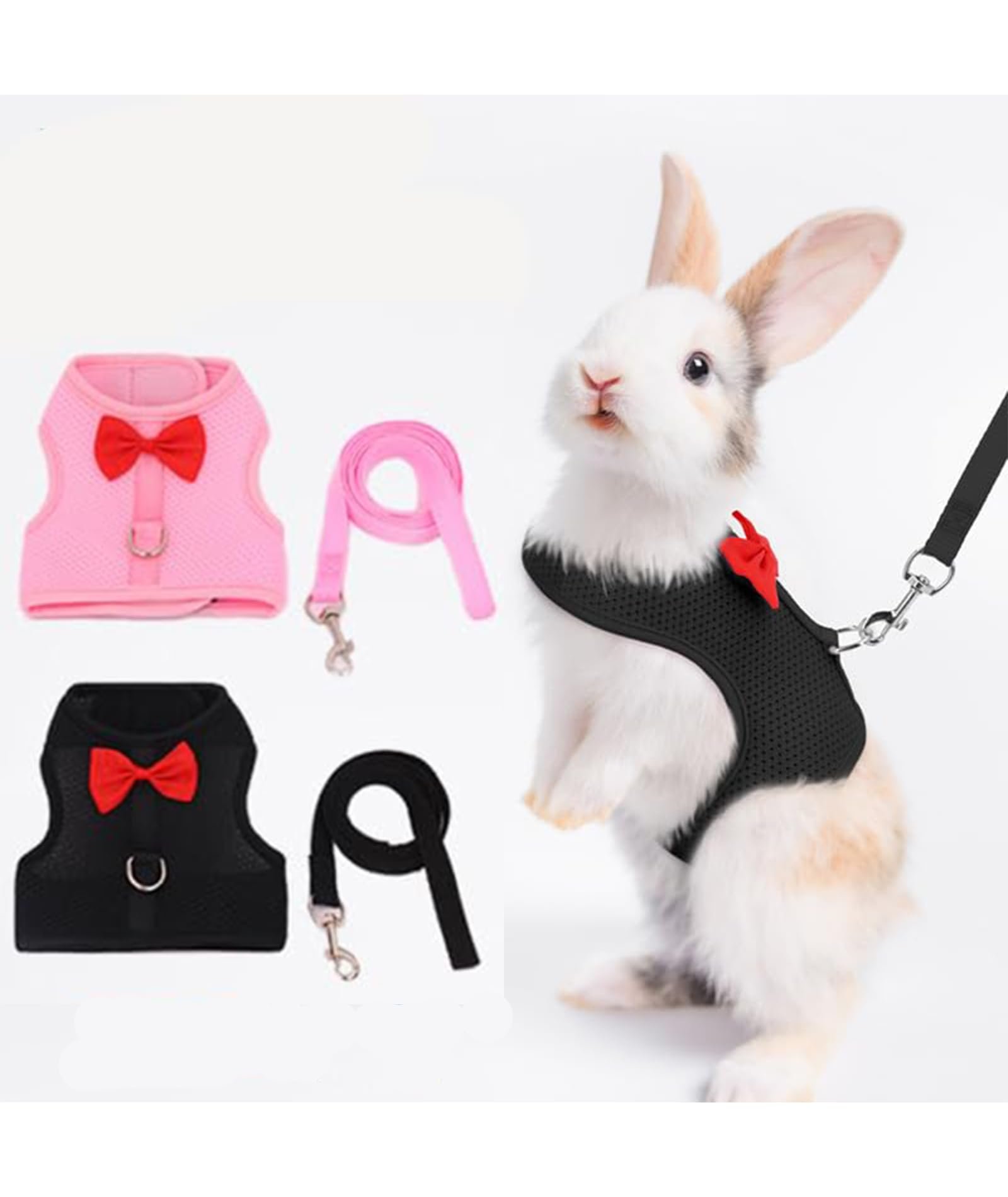 2 Pcs Rabbit Clothes, Rabbit Accessories, Daily Community Walks and Park Adventures, Vest Style Harness and Leash Set for Sma