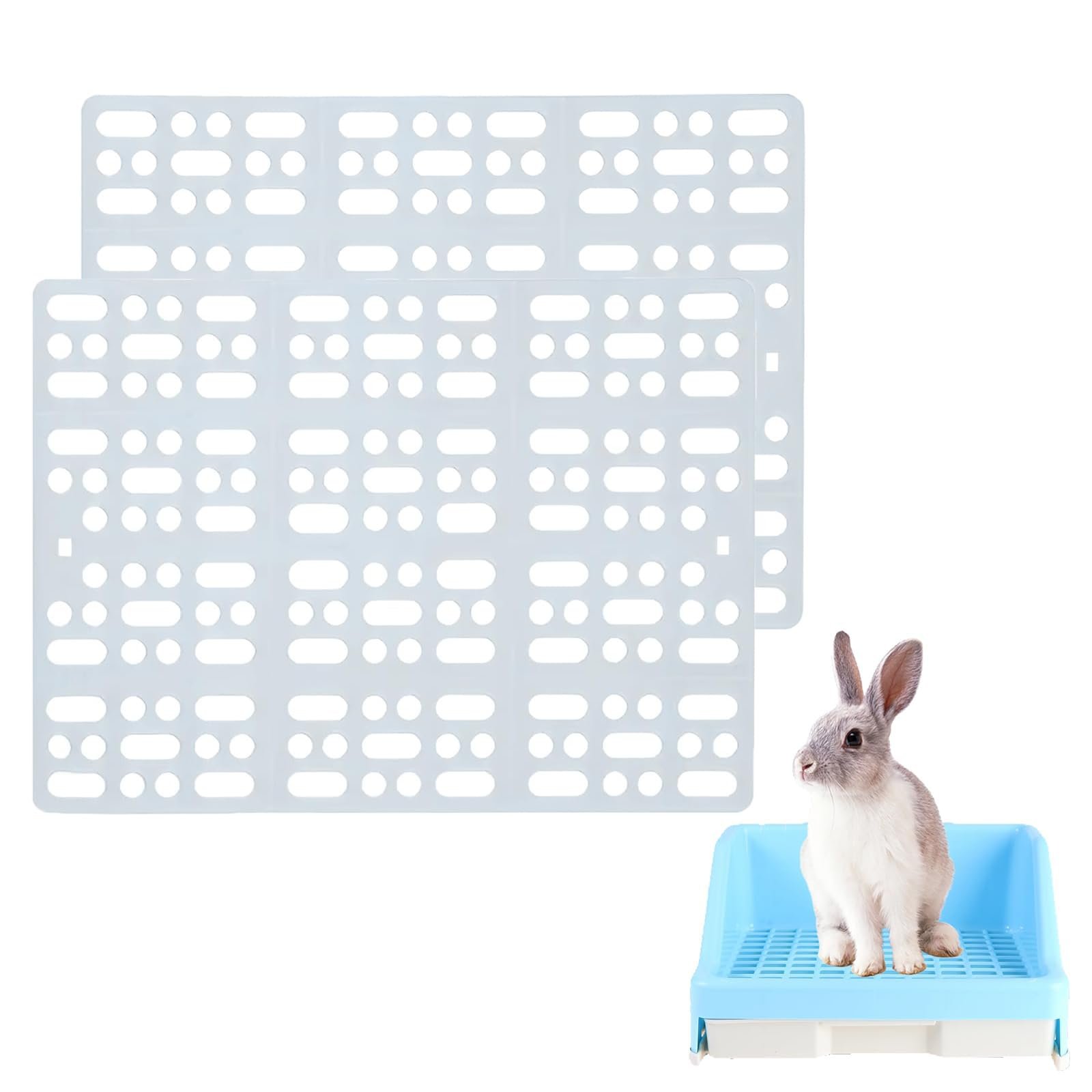 2Pcs Rabbit Cage Mat, Rabbit House Mat, Intensification Milky White Guinea Pig Cage Pet Foot Mat Do not Stick Pet Feet Suitab