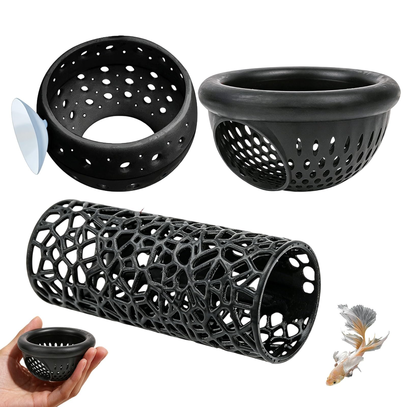 3 PCS Set Fish Tank Accessories Items,Fishes Hammock, Fishes Aquarium Accessories, Aquarium Enhancement for Betta Fish, with