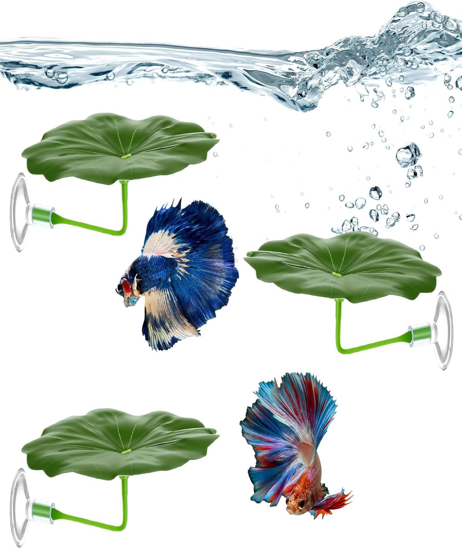3PCS Betta Fish Tank Accessories, Aquarium Leaf Hammock Set of Three, Comfortable Resting Spot for Betta Fish, Transparent De