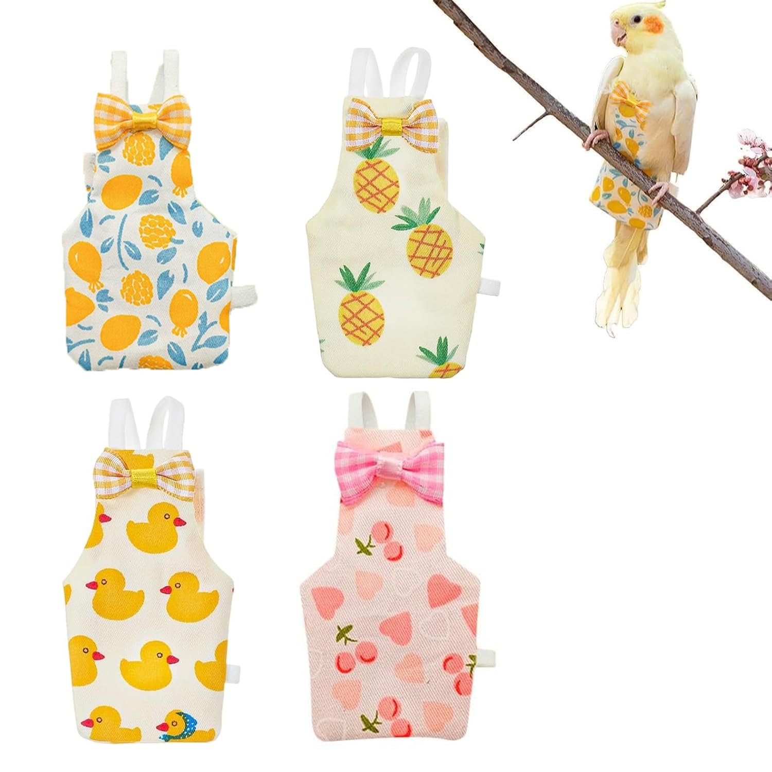 4 Pcs Reusable Parrot Diaper – Adjustable Washable Bird Flight Suit for Budgie, Conure & Parakeet (5 x 9.5 cm) | Cute Bird Di