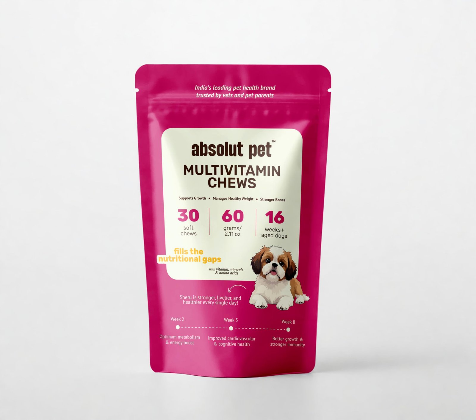 Absolut Pet 12-in-1 Multivitamin Dog Chews, Bone & Muscle Care | 30 Count | 12-in-1 formula with vitamins A, D, E, K, biotin