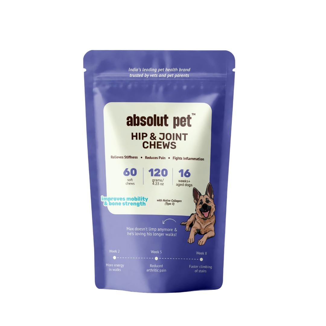 Absolut Pet Hip & Joint Chews for Dogs, Glucosamine & Mobility | 60 Chews | Glucosamine, chondroitin & collagen chews that im