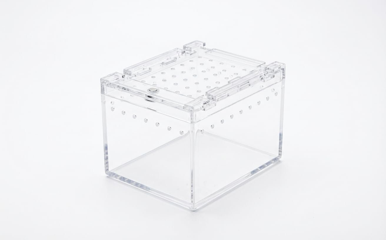 Acrylic Reptile Breeding Box Clear Terrarium Cage Tank for Tarantula Scorpion Mantis Isopods Insects Sling Enclosure with Ven