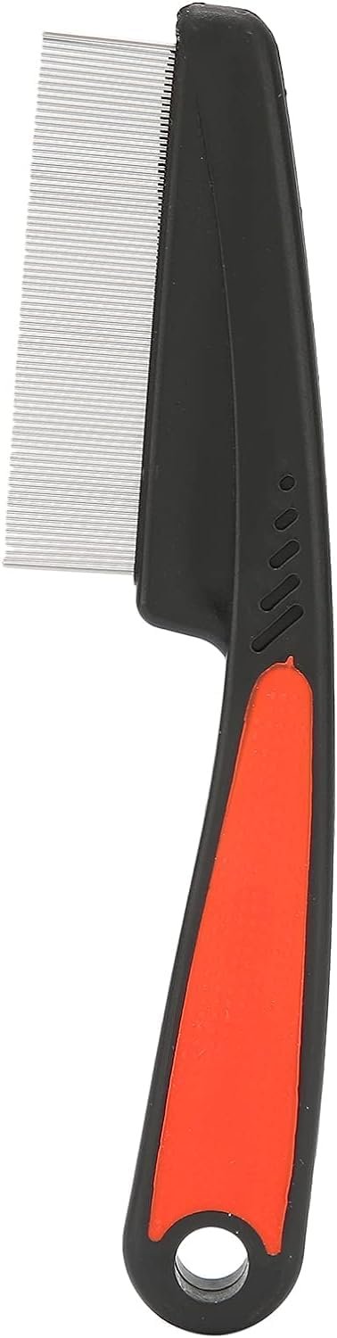 Agirav Flea Lice Comb, Stainless Steel Dog Cat Grooming Combs with Rounded Teeth, Double Sided Professional Pet Tear Stain Re