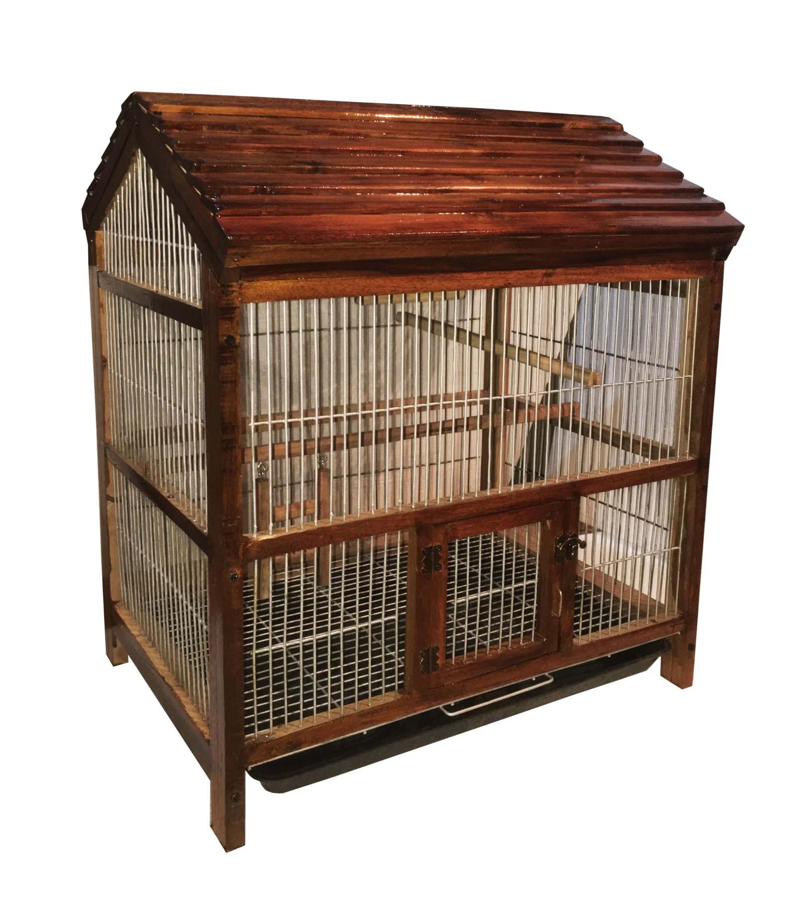 Anaakaarha Handmade Wooden Bird Cage for Small to Medium Birds, 51 x 36 x 56 cm, with Perches, Swings and Ladder, Removable B