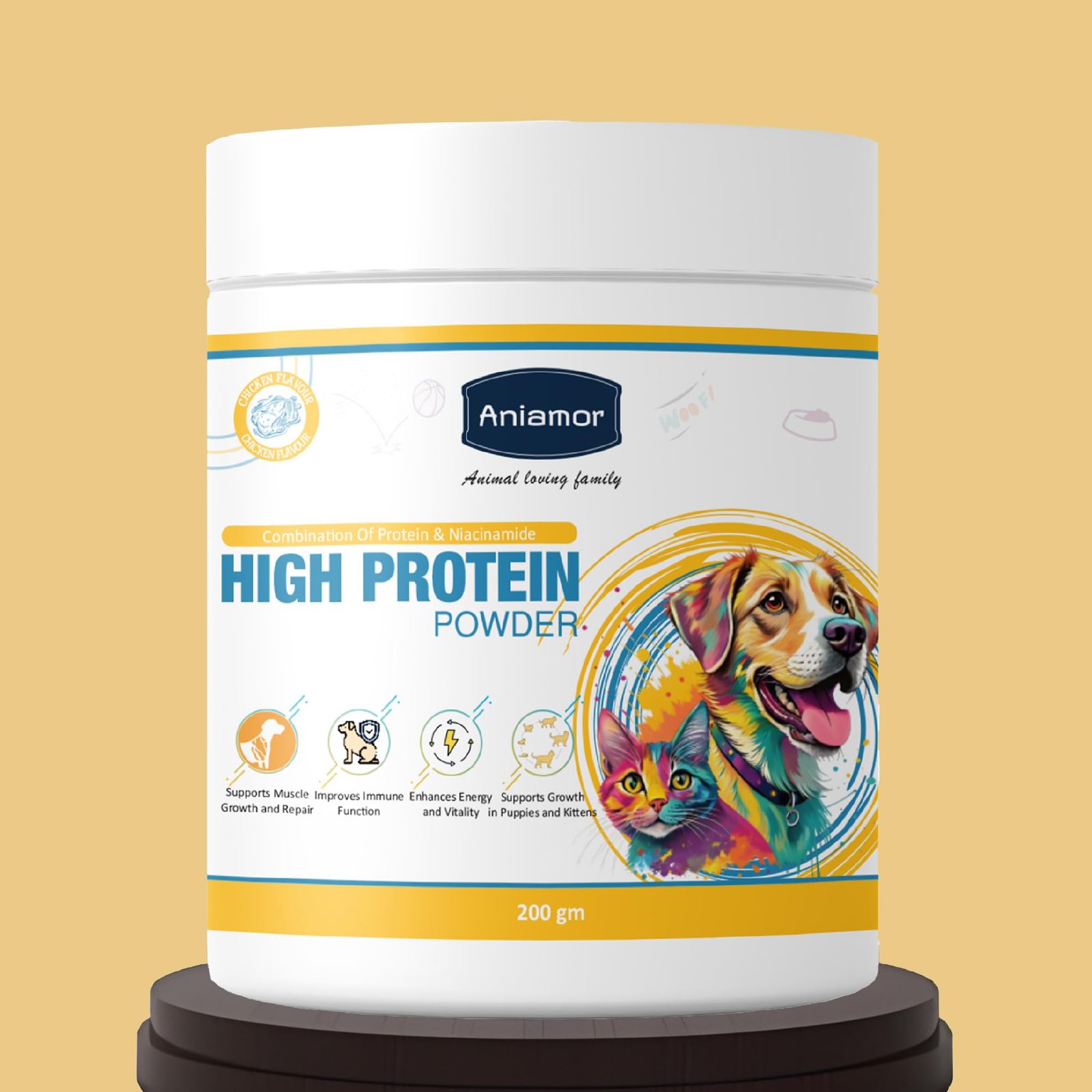 Aniamor High Protein Powder for Dogs and Cats|Weight Management|Pets Supplement|All Life Stage|200gm Jar