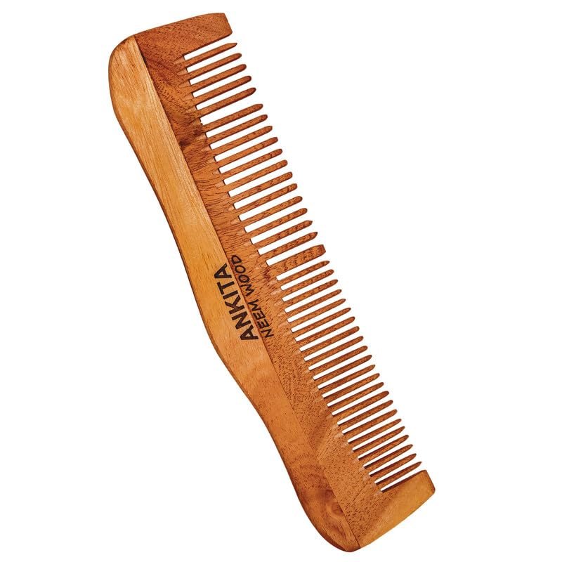 Ankita Neem Wooden Comb|Treated with Herbal Oils For Multi-Actions|Detangling, Frizz Control & Shine,Suited For All Types of