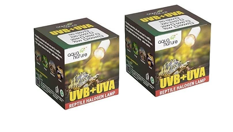 AquaNature® Turtle Reptile UVB Ultraviolet Basking Heat Light Bulb Combo, UVA | UVB 3.0 220-240v Halogen Lamp for Turtle, Tor
