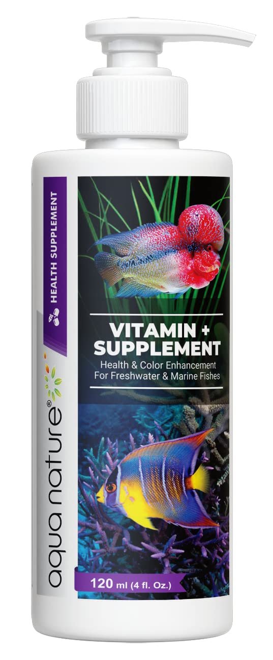 AquaNature® Vitamin+ Supplement for Health & Colour Enhancement for Freshwater & Saltwater Fishes (120ml)