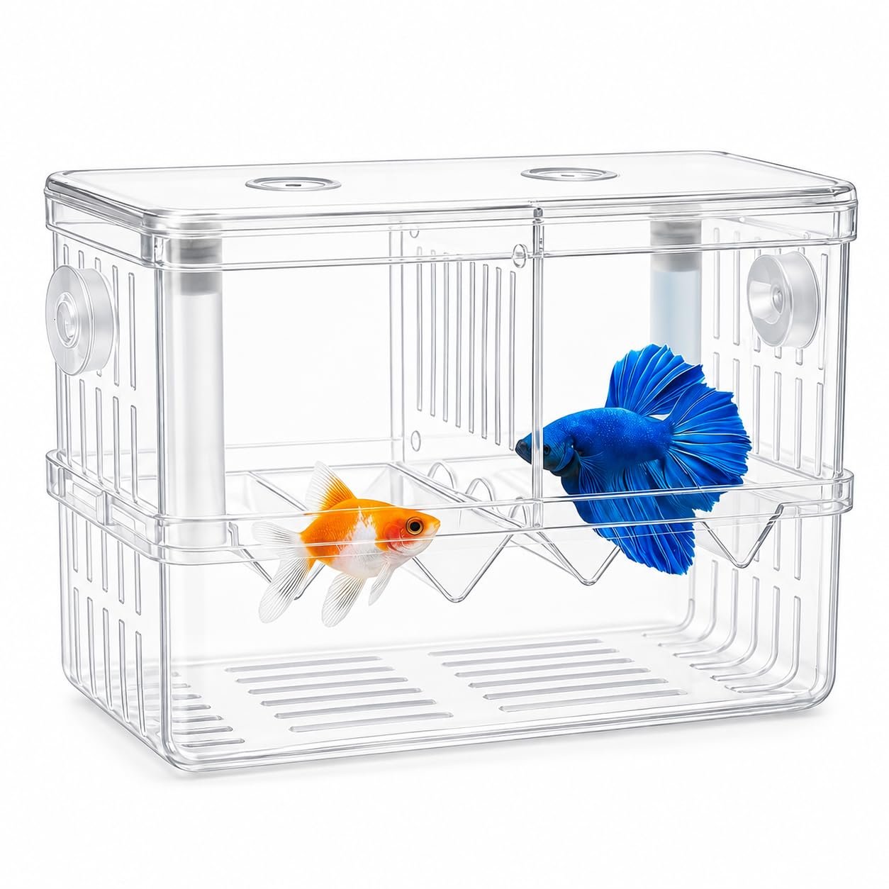 Aquarium Breeding Box, Double Layer Fish Tank Isolation Box with Divider, Clear Acrylic