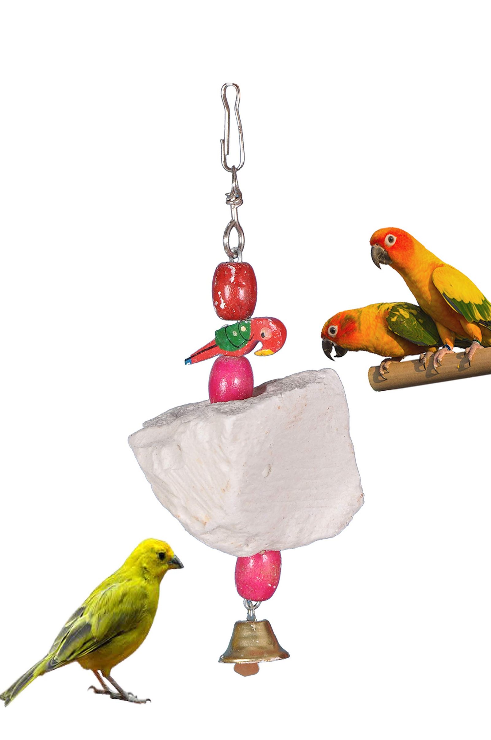AVI CRAVE Natural Mineral Block Toy for Budgies, Love Birds, Cocktails, Conures, Parrots and Other Birds (Small)