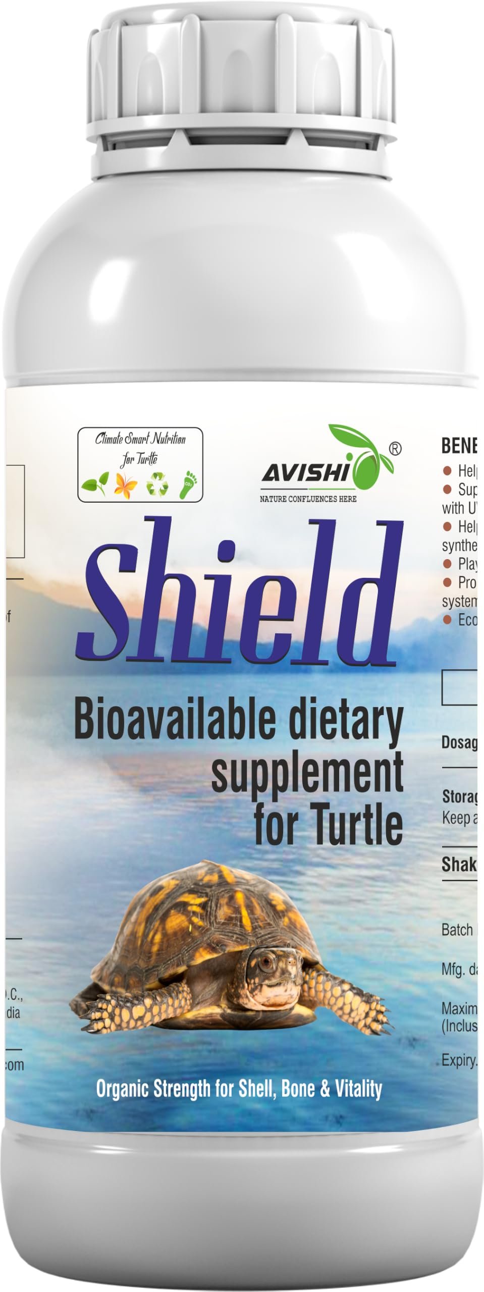 Avishi Shield for Turtles 100 ML – Organic Dietary Supplement with Calcium, Phosphorus, Magnesium, Vitamin D3 & Proteins – Su
