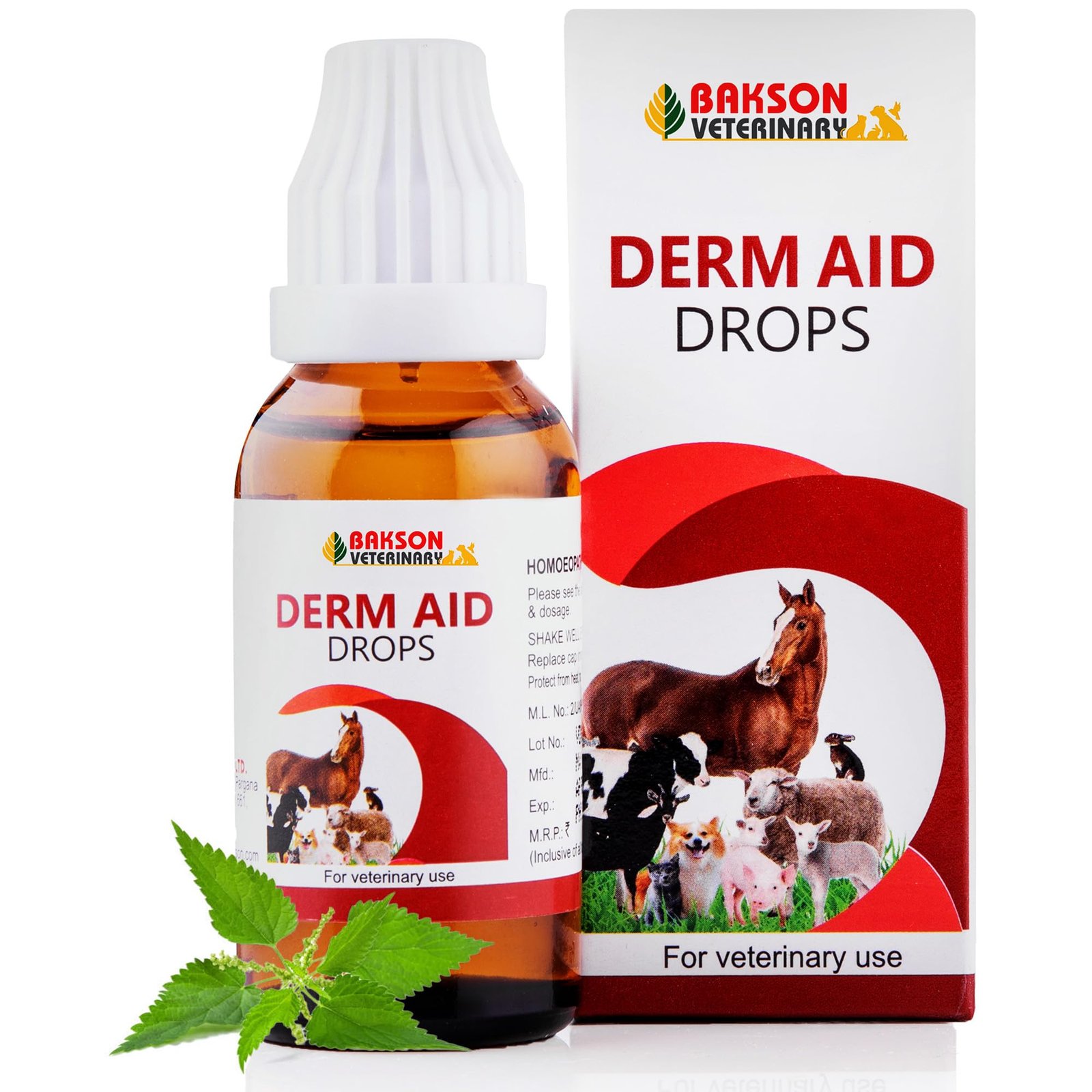 Bakson Veterinary Derm Aid Pet Skin Drop for Animals 30ML | Dogs & Cats Skin Infection Treatment & Allergy Relief | Itching,