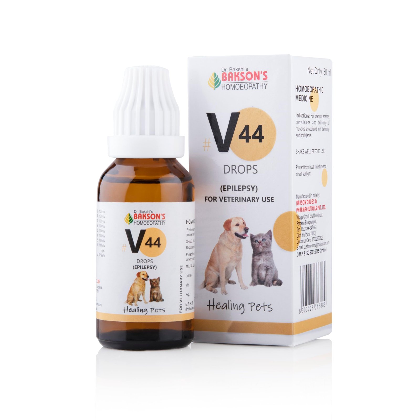 Bakson Veterinary V44 Epilepsy Drops for Pets | Natural Homeopathic Distress Aid | Supports Seizure, Convulsion & Tremor Reli