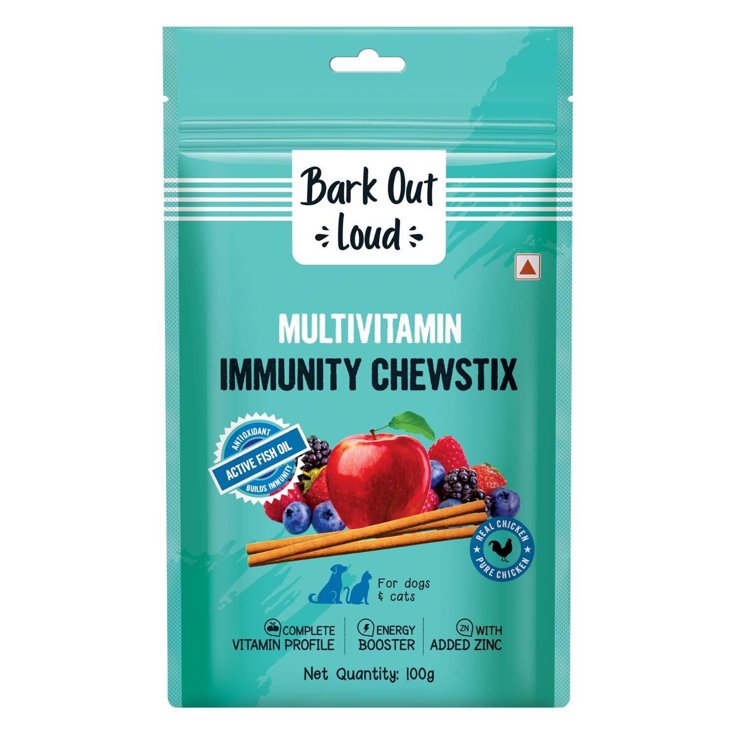 BARK OUT LOUD - Multivitamin Dog Treats, Fresh Chicken Immunity Chewstix with Omega & Zinc to Boost Health & Vitality for Dog