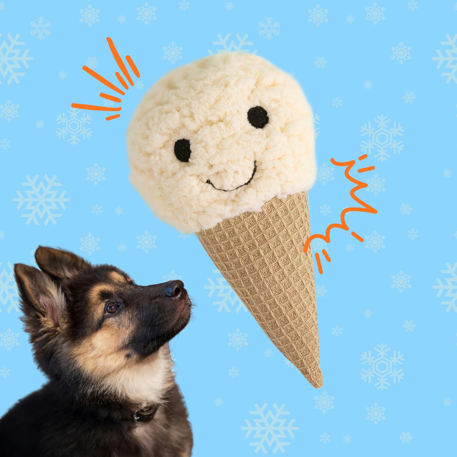 BarkButler x FOFOS Ice Cream Plush Puppy Toy – Super Soft & Squeaky Toys for Dogs, Small Dog Toys (0-10kgs) – White