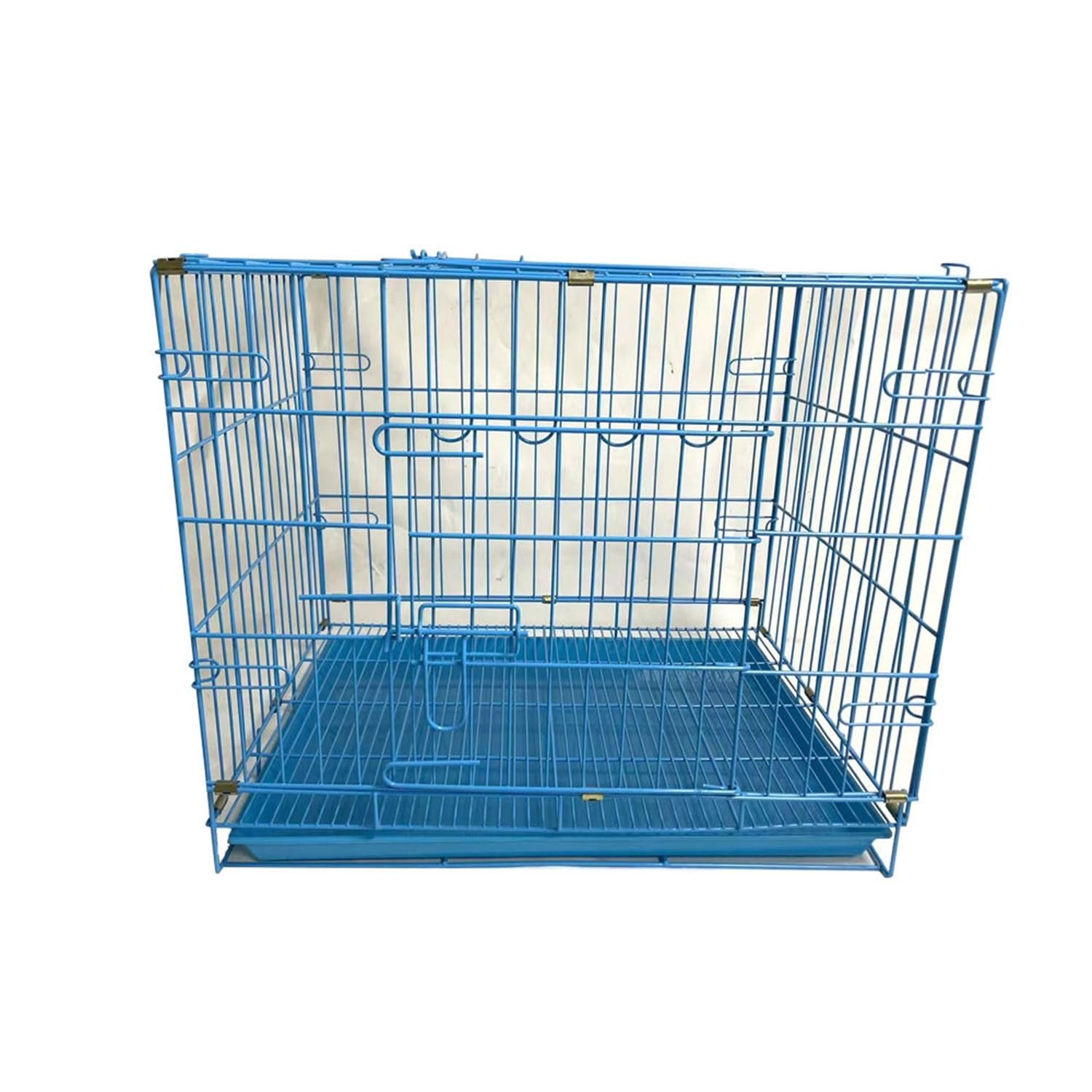 Berlin's Large Dog Cage, Foldable Portable Crate, Double Door with Latches, Removable Tray, (24x17x18inches) (Sky Blue, 24 In