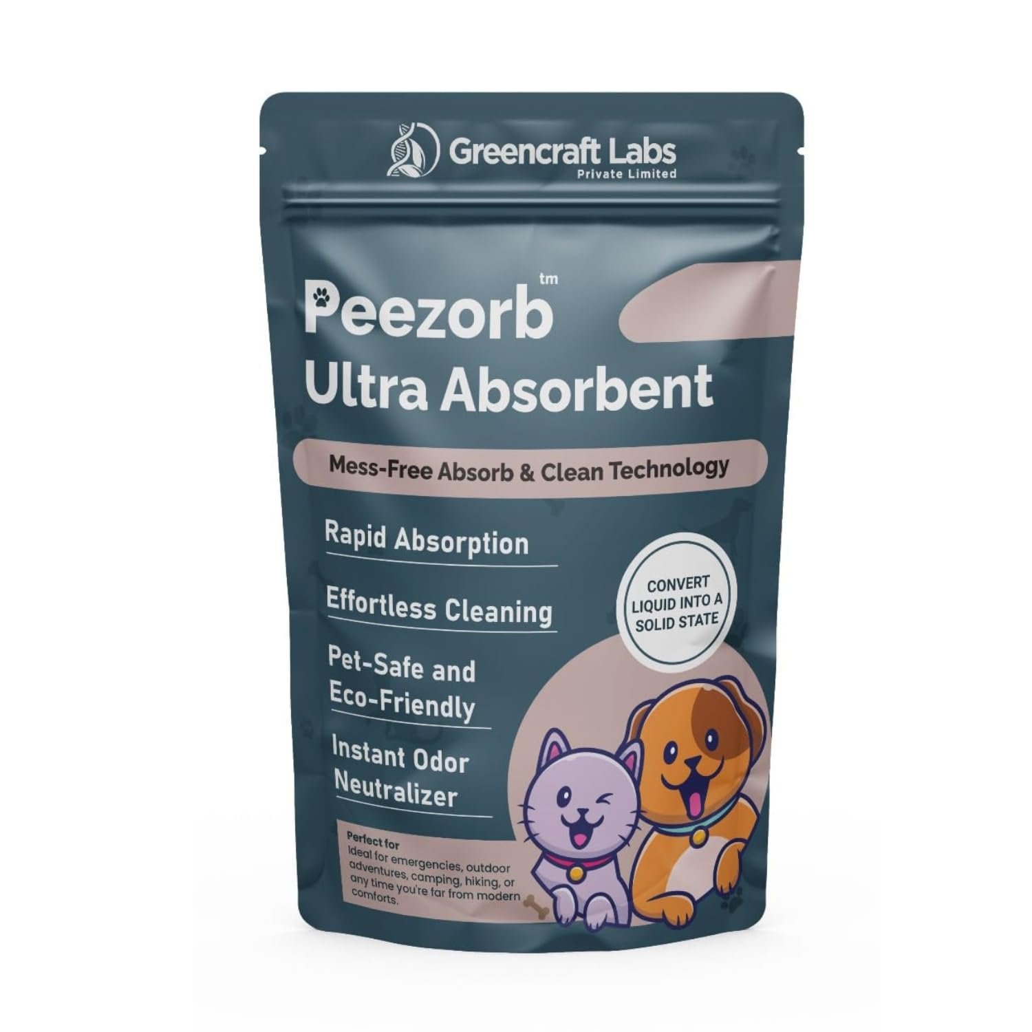 Bio Pique Peezorb Ultra Absorbent Pet Mess Cleaner Powder with Rapid Absorption Technology and Odour Neutraliser for Pet Urin