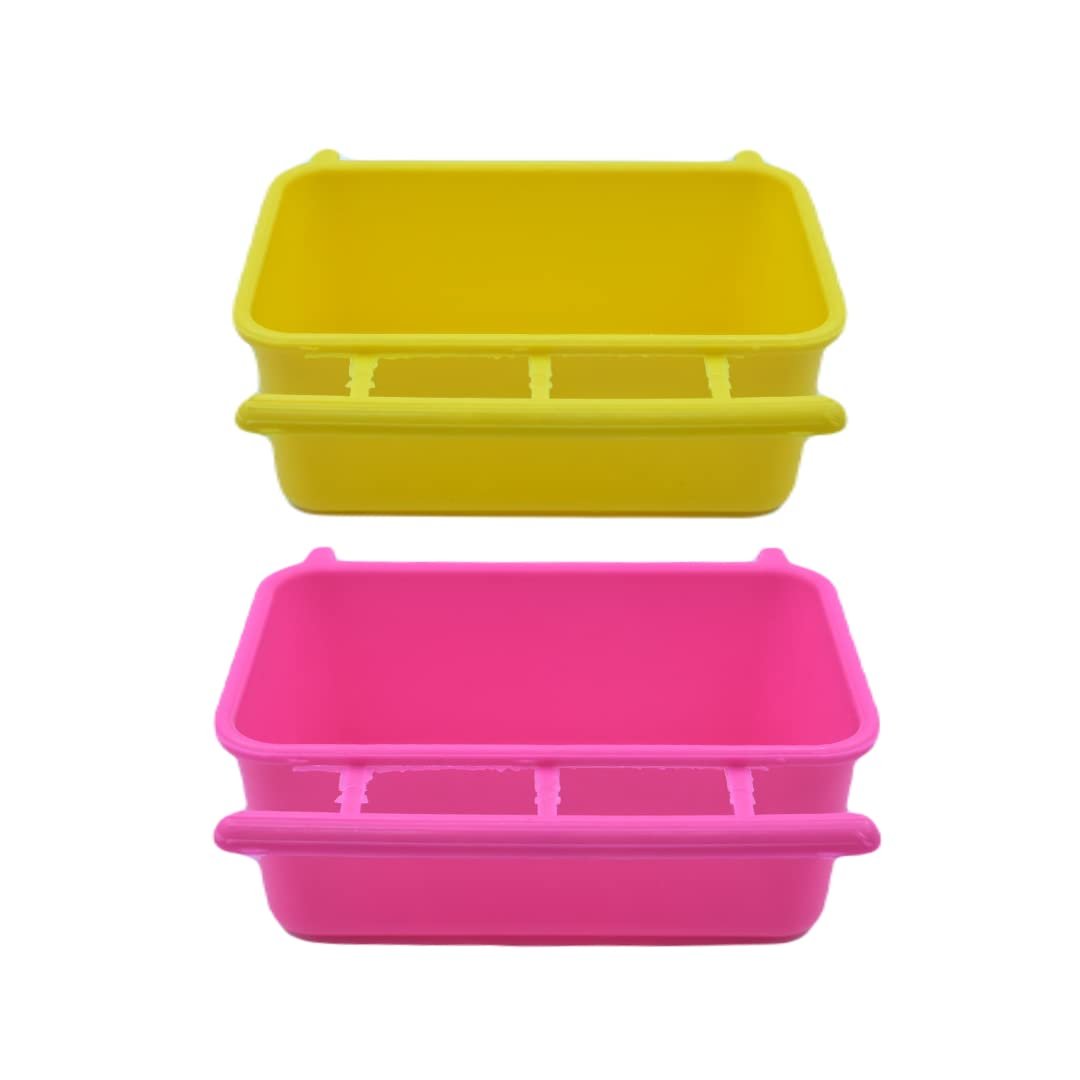 Bird Cage Food Feeder Plastic Bowl For Love Birds, Finches, Cockatiel, Pigeon And Ext.(Feeding Cup, 350Ml, 2 Pieces)