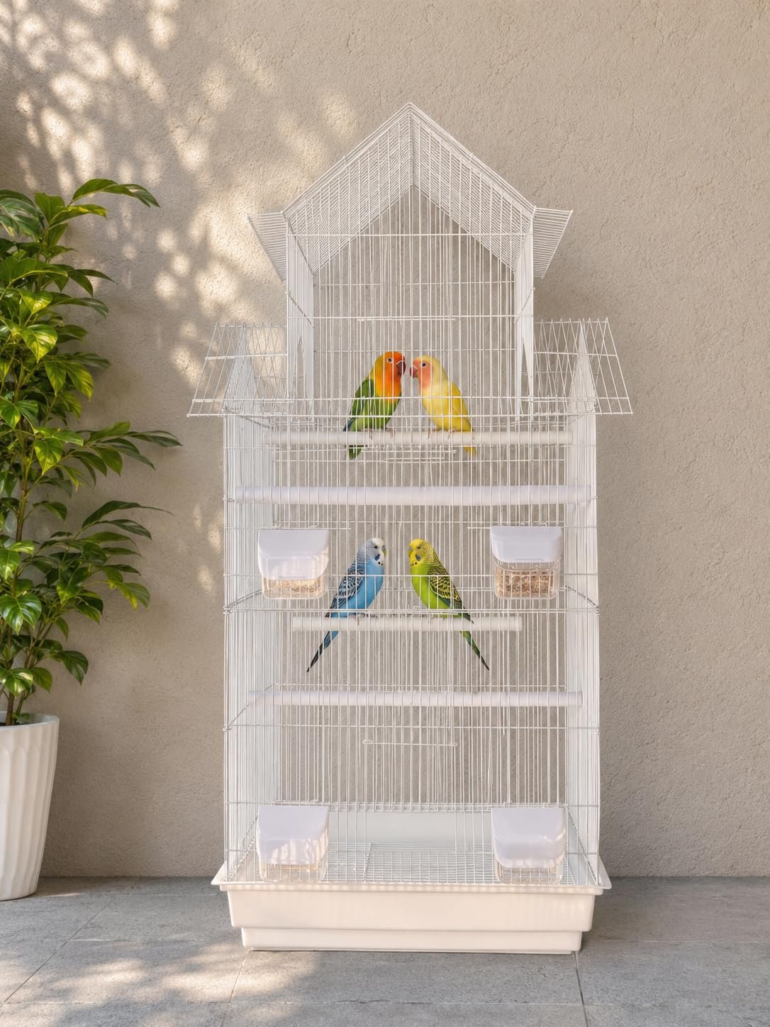 Bird cage for Budgies,Finches,Love Birds,Cuttlefish BoneHolder,Cuttlefish Bone,2perch,4 Cups (44x34x102 cms)-Lovely PET'S Kin