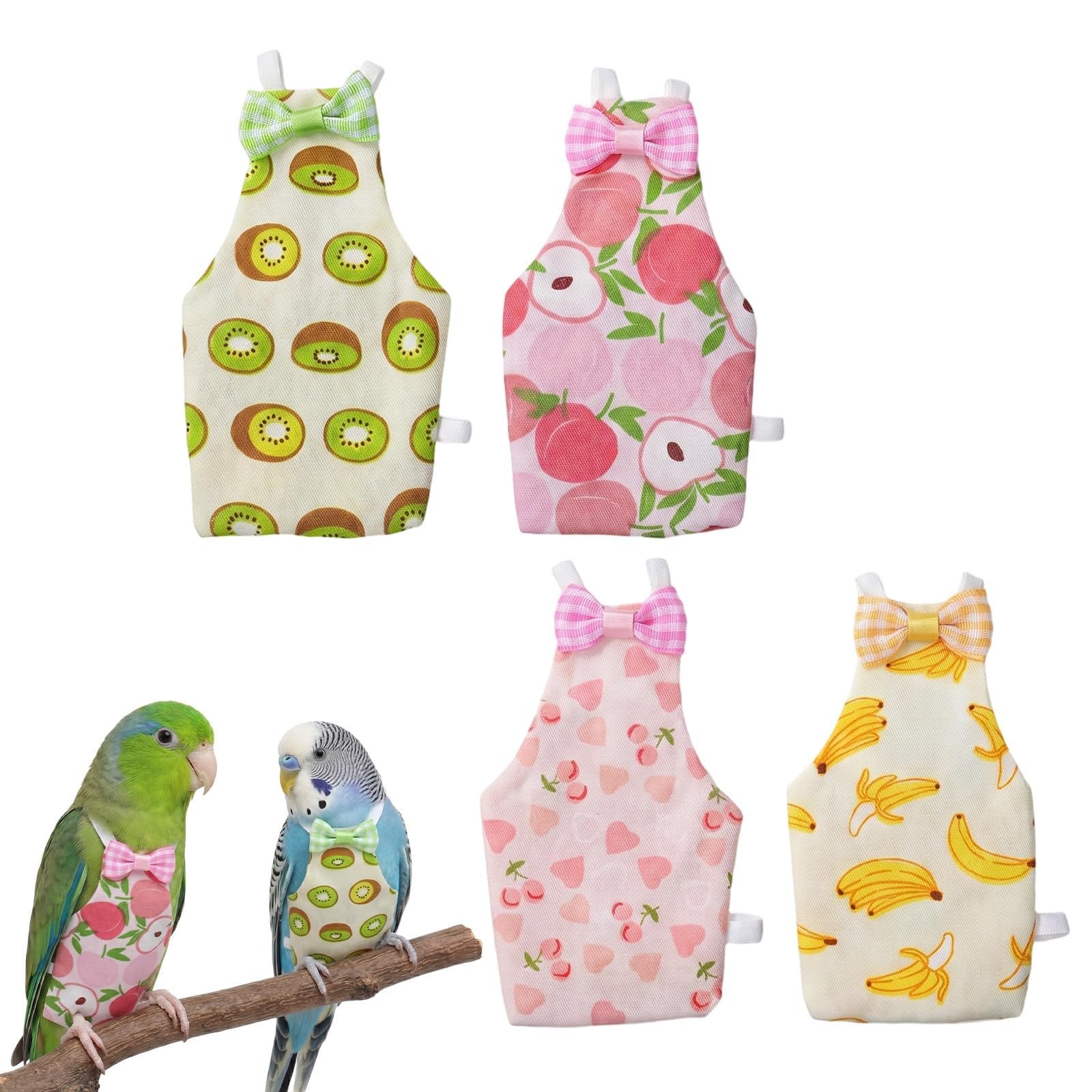 Bird Diaper for Parrot, Comfortable Clothes Set of Four, Reusable Bird Diapers for Pet, Small Size Parrot Outfit