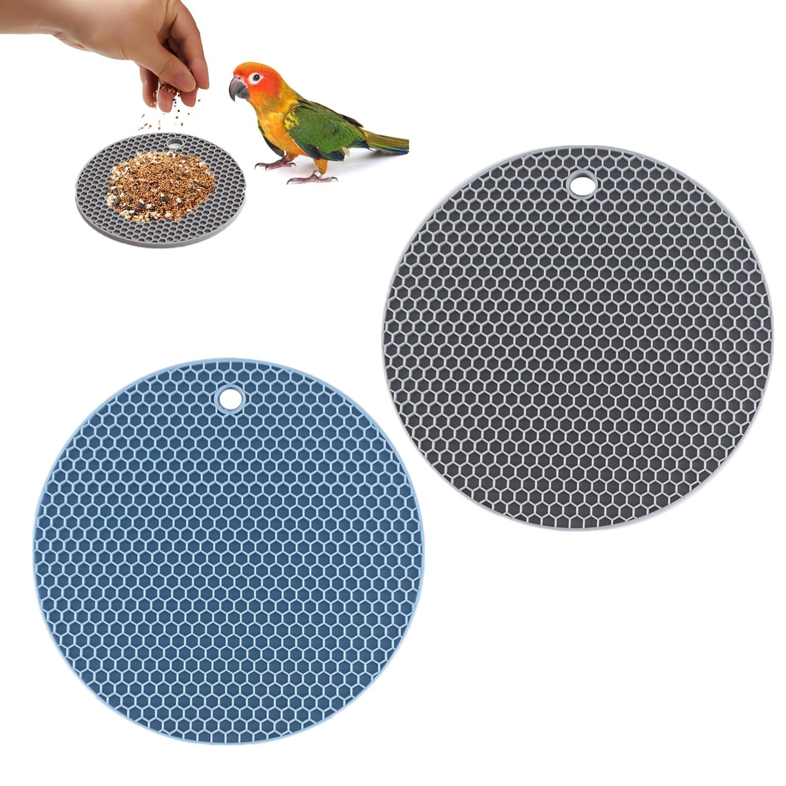Bird Foraging Toys Puzzle,2 PCS Parrot Foraging Toys Soft Bird Foraging Mat Silicone Bird Slow Feeder Mats Parrot Cage Access