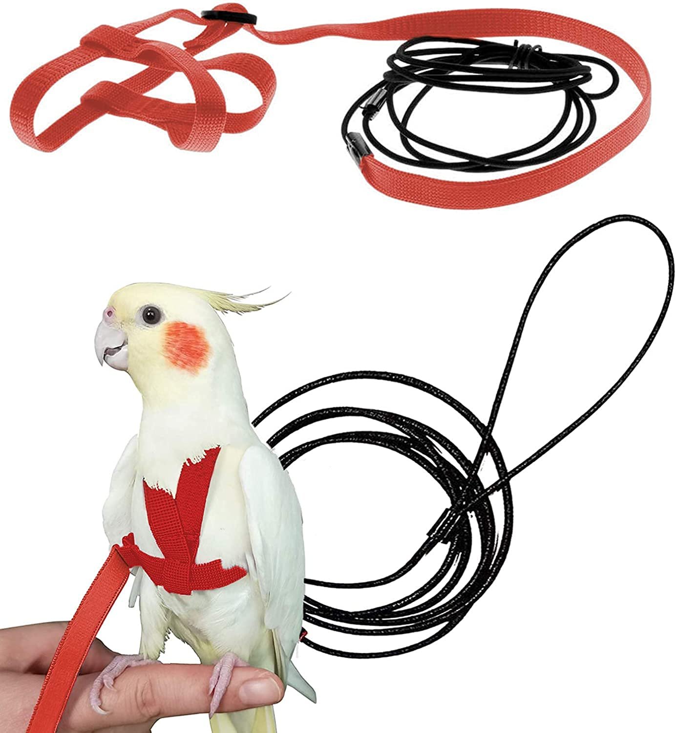 Bird Leash, Adjustable, Soft Anti-Bite Harness Leash, Suitable for Grey Parrot & Umbrella Cockatoo, for Outdoor Purpose Colou