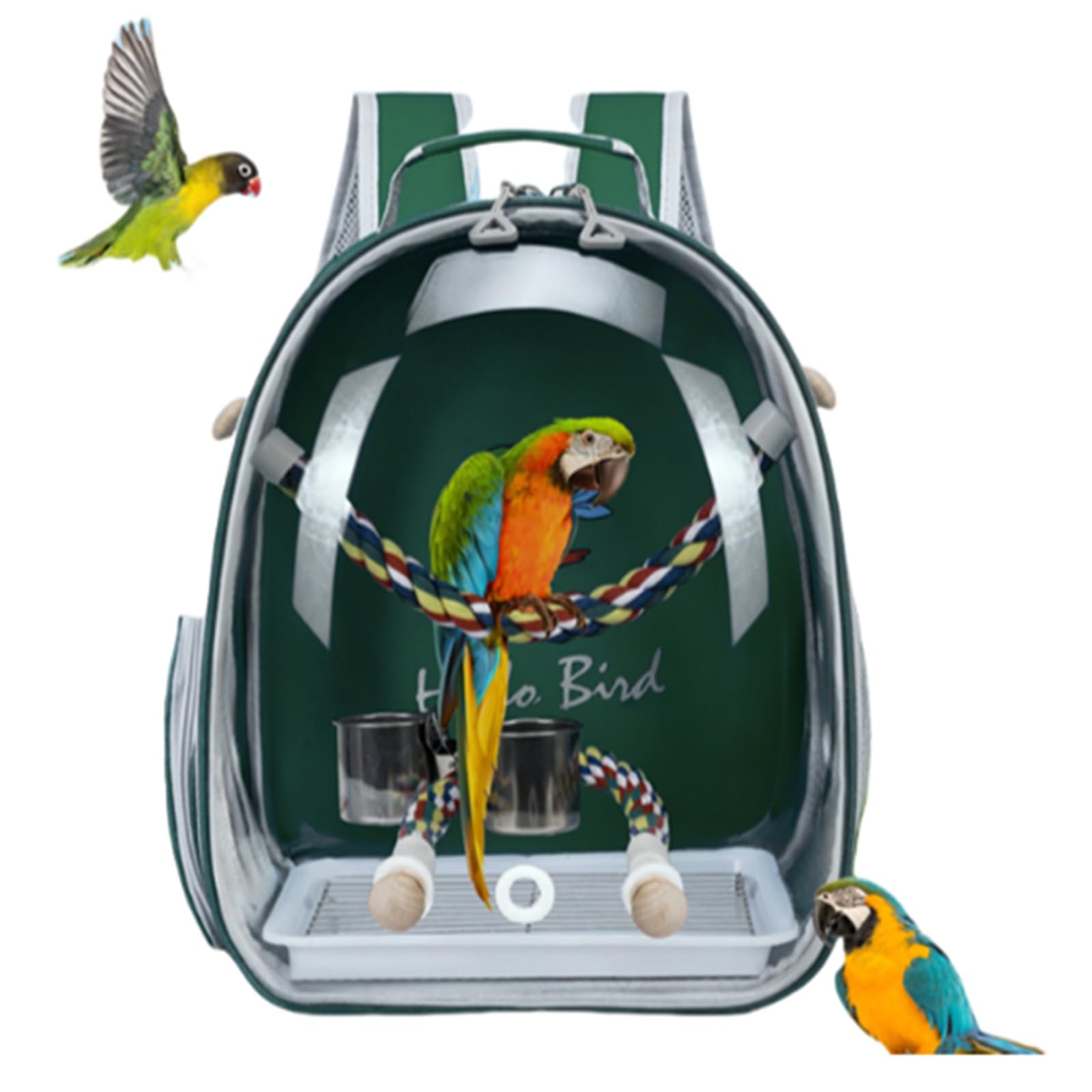 Bird Traval Carrier Cage Backpack for Carry Parakeet Cockatiel Parrot | Multi Vent Holes Clear Space Capsule Astronaut with M