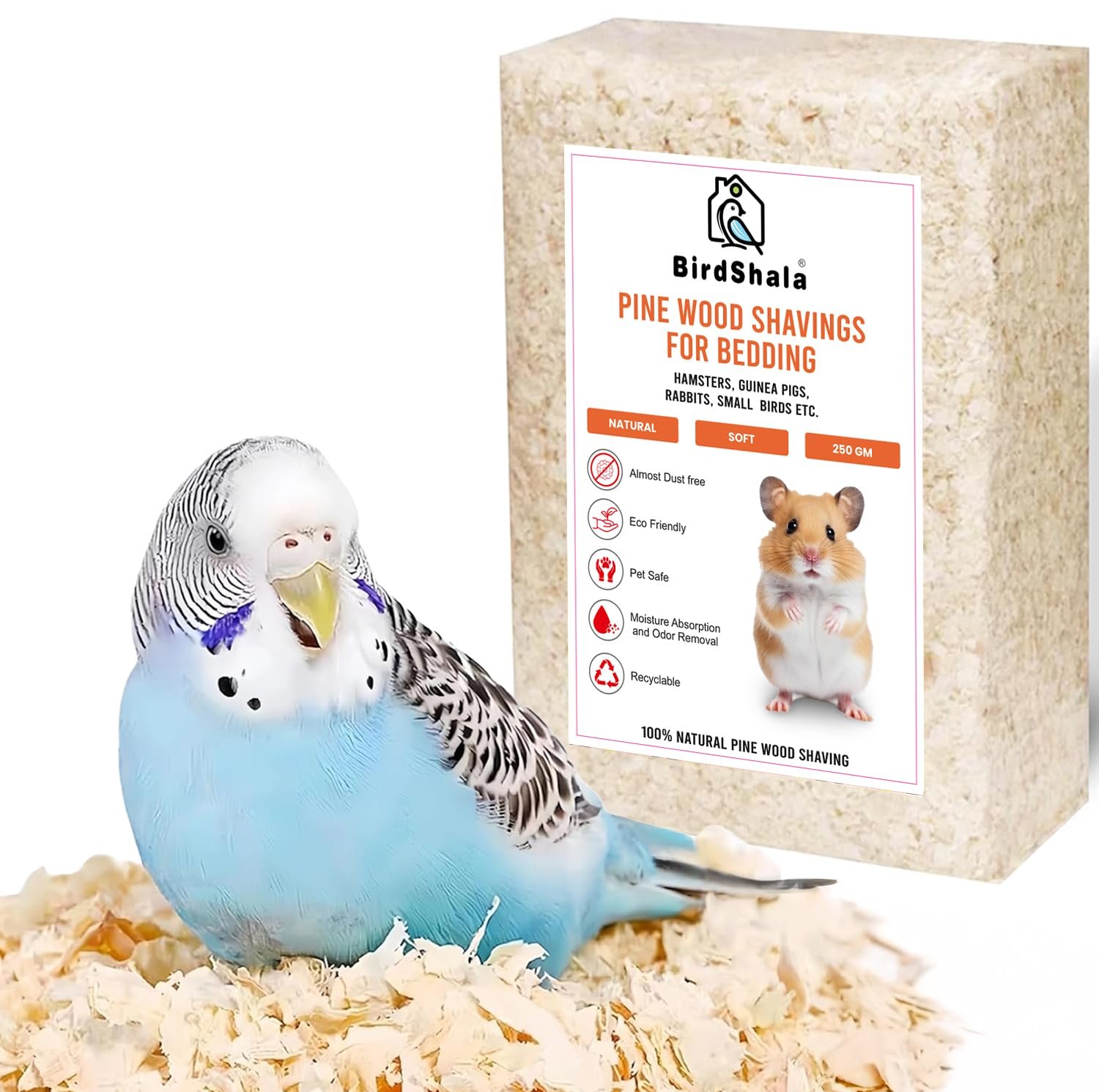 BirdShala Pine Wood Shavings for Bedding | Ultra Soft, Natural & Low Dust | Odor Control & High Absorption | Safe for Hamster