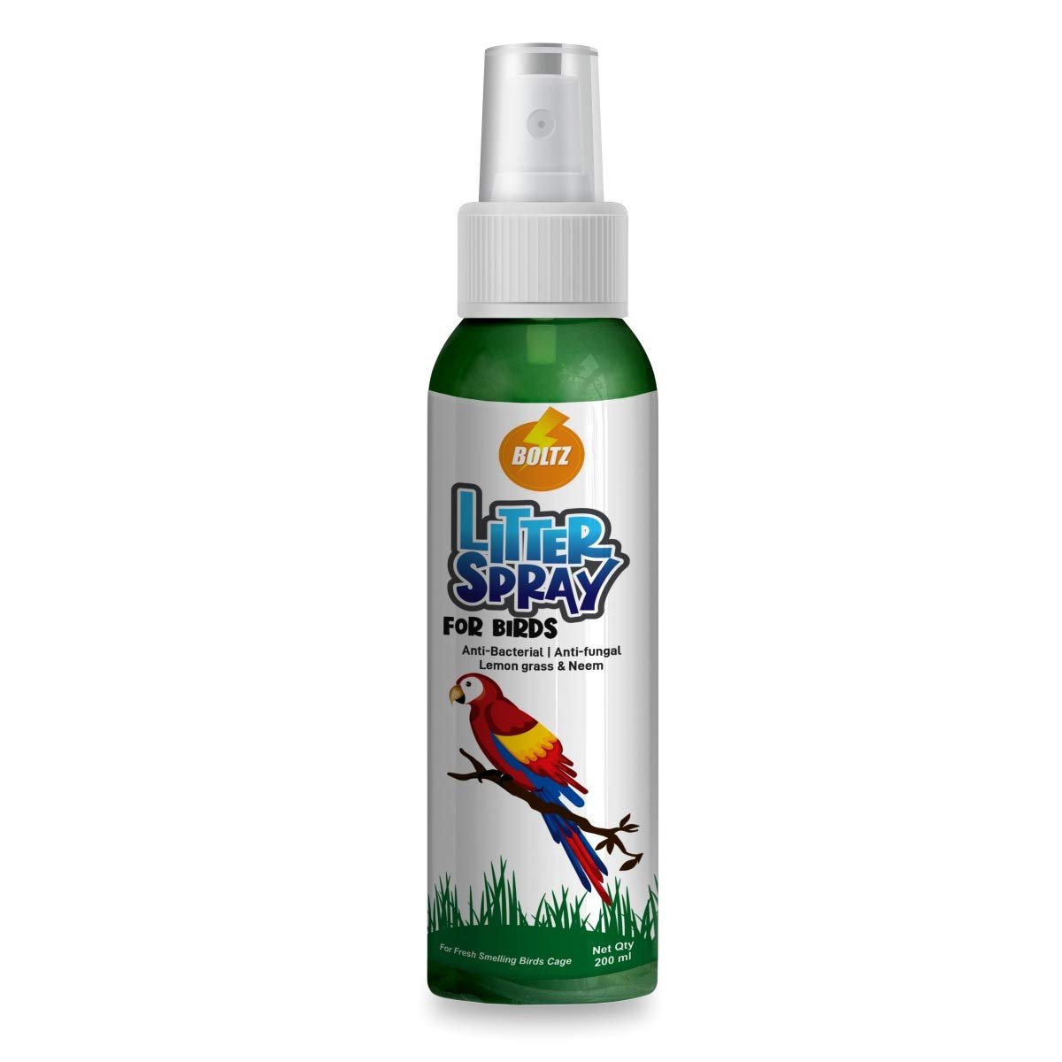 Boltz Bird Litter Spray 200 ml – Odour Remover & Cage Freshener for Birds,Antimicrobial Formula with Lemongrass Fragrance, Ke