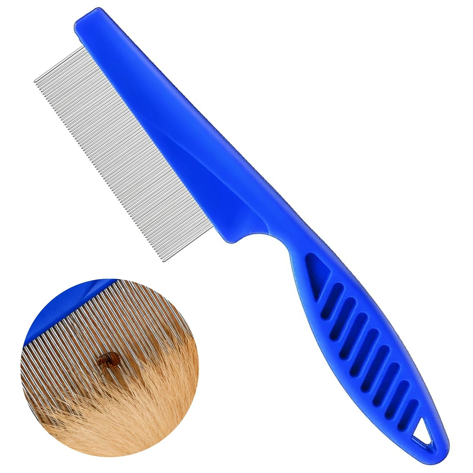 Buraq Flea Comb for Cats and Dogs Large Stainless Steel Grooming Comb for Removing Fleas Ticks Lice Eggs and Dirt with Anti S