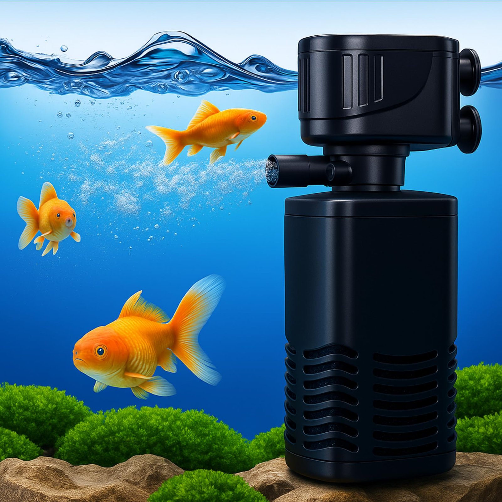 Buraq Pets 4 in 1 Aquarium Filter | 15W | 880L/H | 1.5–2.5 ft Tank