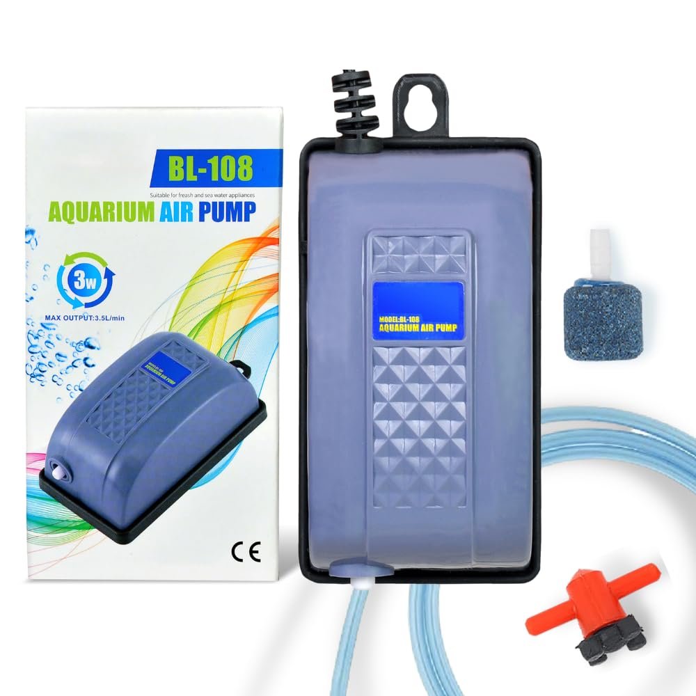Buraq Pets Aquarium Fish Tank Oxygen Air Pump Quiet Adjustable 1M Tube