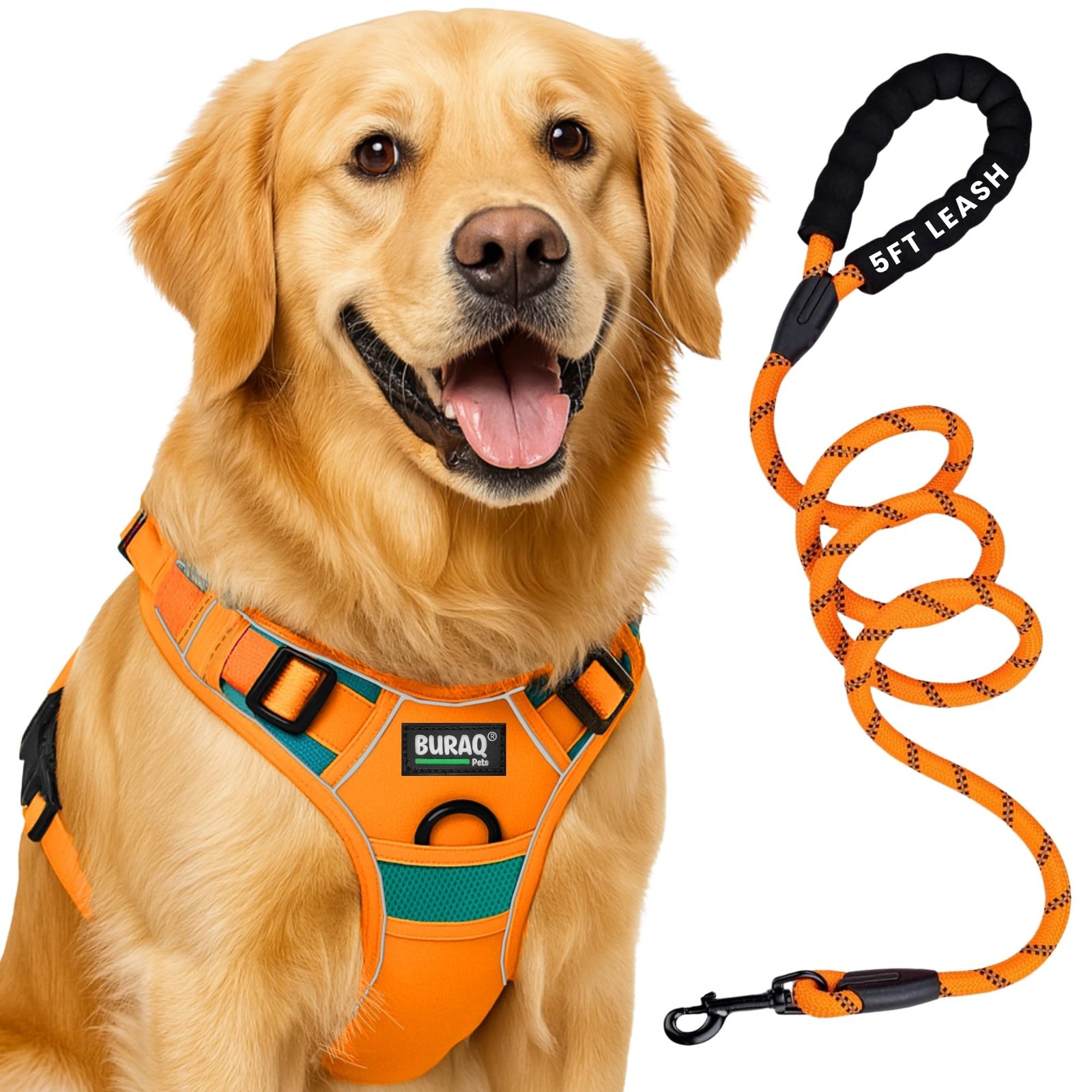 Buraq Pets Premium Dog Harness with Leash | Reflective | No Pull Adjustable