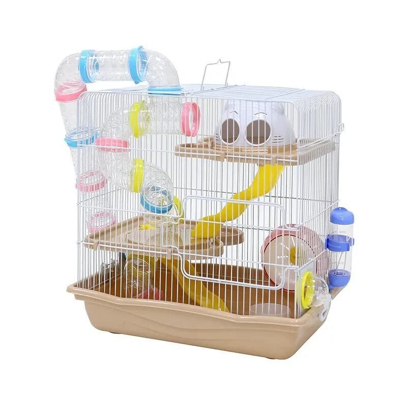 Cage/Playhouse for Dwarf Hamster/Gerbil/Mice Spacious with Multiple Tubes,Hamster Wheel,Bottle and Small House (18x11x18 inch
