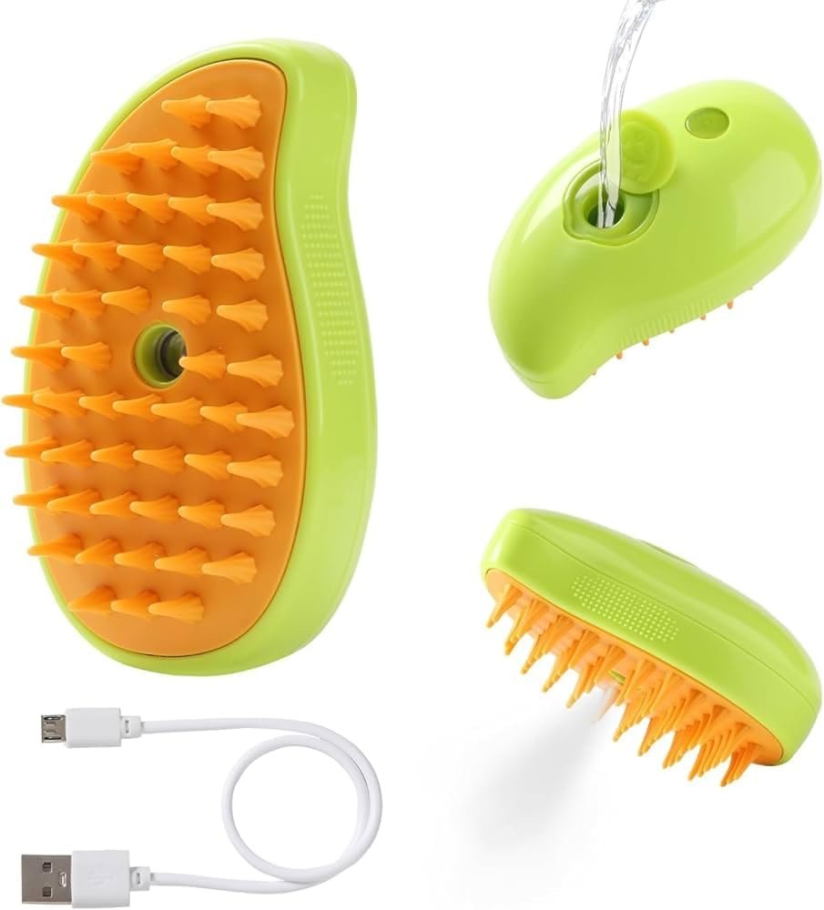 Canine Products Rechargeable Electric Spray Massage Brush for Pets – Grooming, Bathing & Detangling Brush with Soft Silicone
