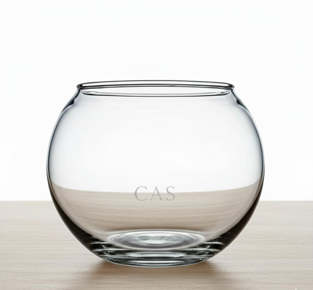 CAS 1L to 14L Glass Fish Bowl (6 INCH, Glass Bowl, Without Neck) 1.2 litres