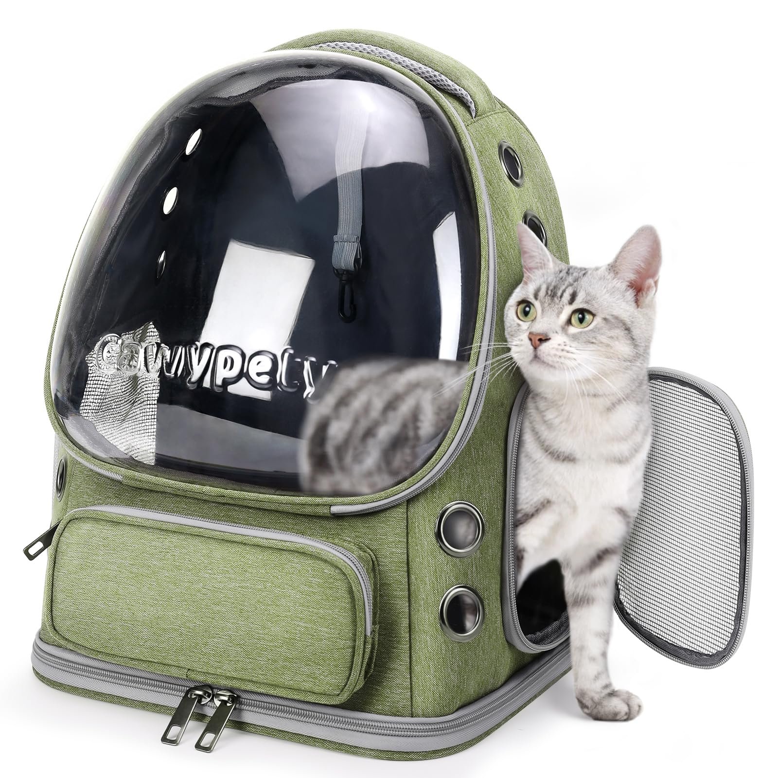 Cawypety Cat Backpack Carrier, Breathable Cat Carrier Large Space Bubble Pet Backpack For Kitty Small Dog Up To 15Lbs, Transp