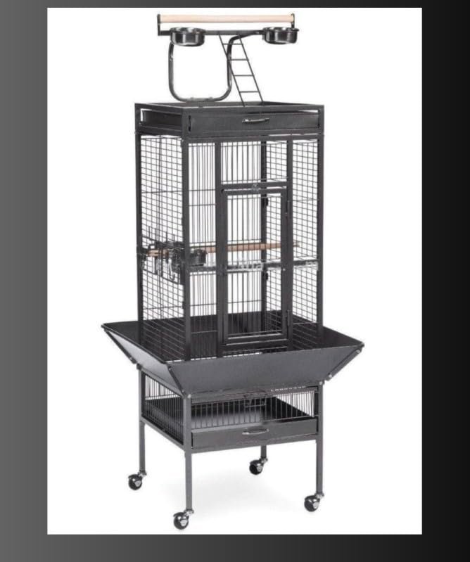 CENTRAL FISH AQUARIUM Birds Cage Foldable Metal Bird Cage For Macaw,Cocktail, Conures,Amazon,Cuckatoo With Stand,Wheel,Play T