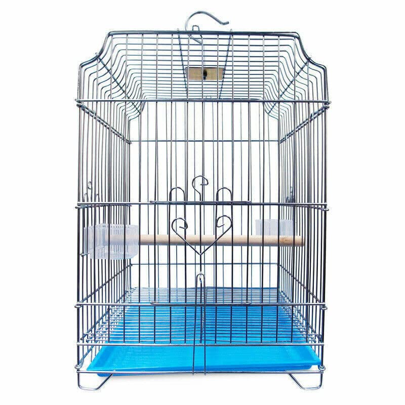 CENTRAL FISH AQUARIUM Metal 13.5" Zinc Bird Cage For Cocktail, Parrot,Cuttlefish Bone Holder,With Cuttlefish Bone, 2Cups,1Per
