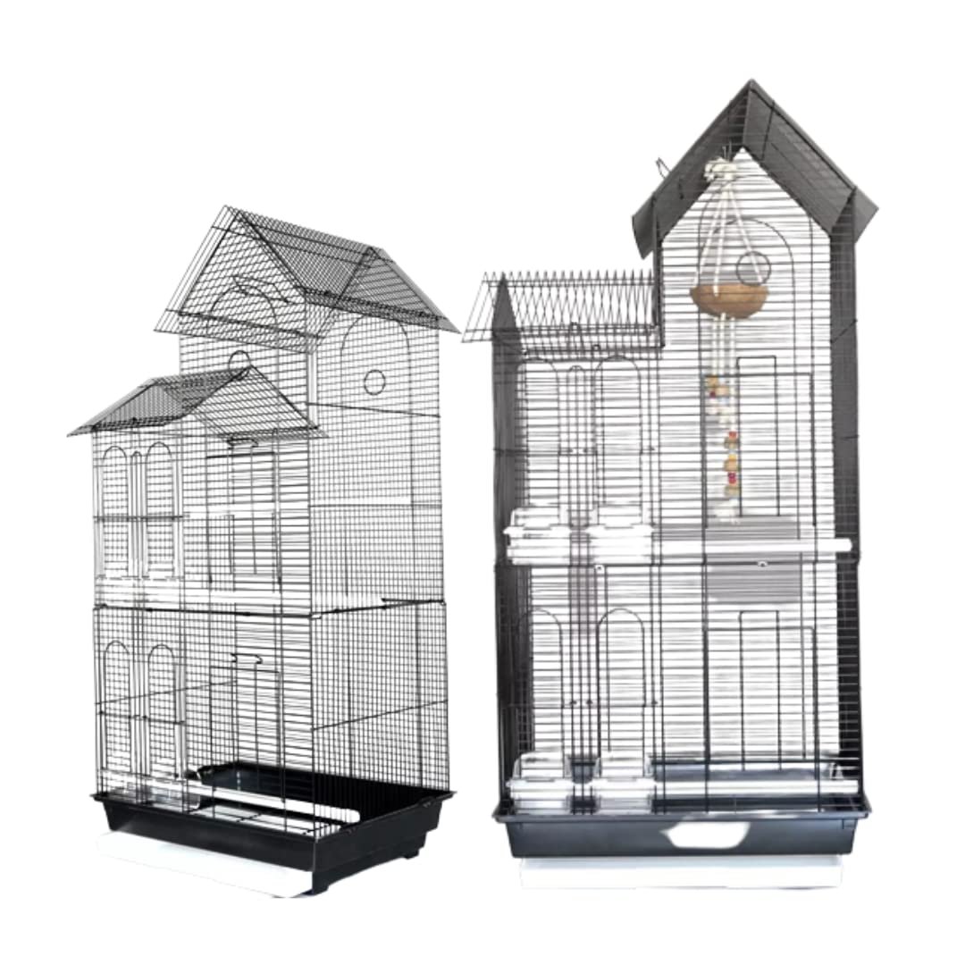 CENTRAL FISH AQUARIUM Metal Designer House Shape Bird Cage For Budgies,Finches,Love Birds,Cocktails,Cuttlefish Bone Holder,4