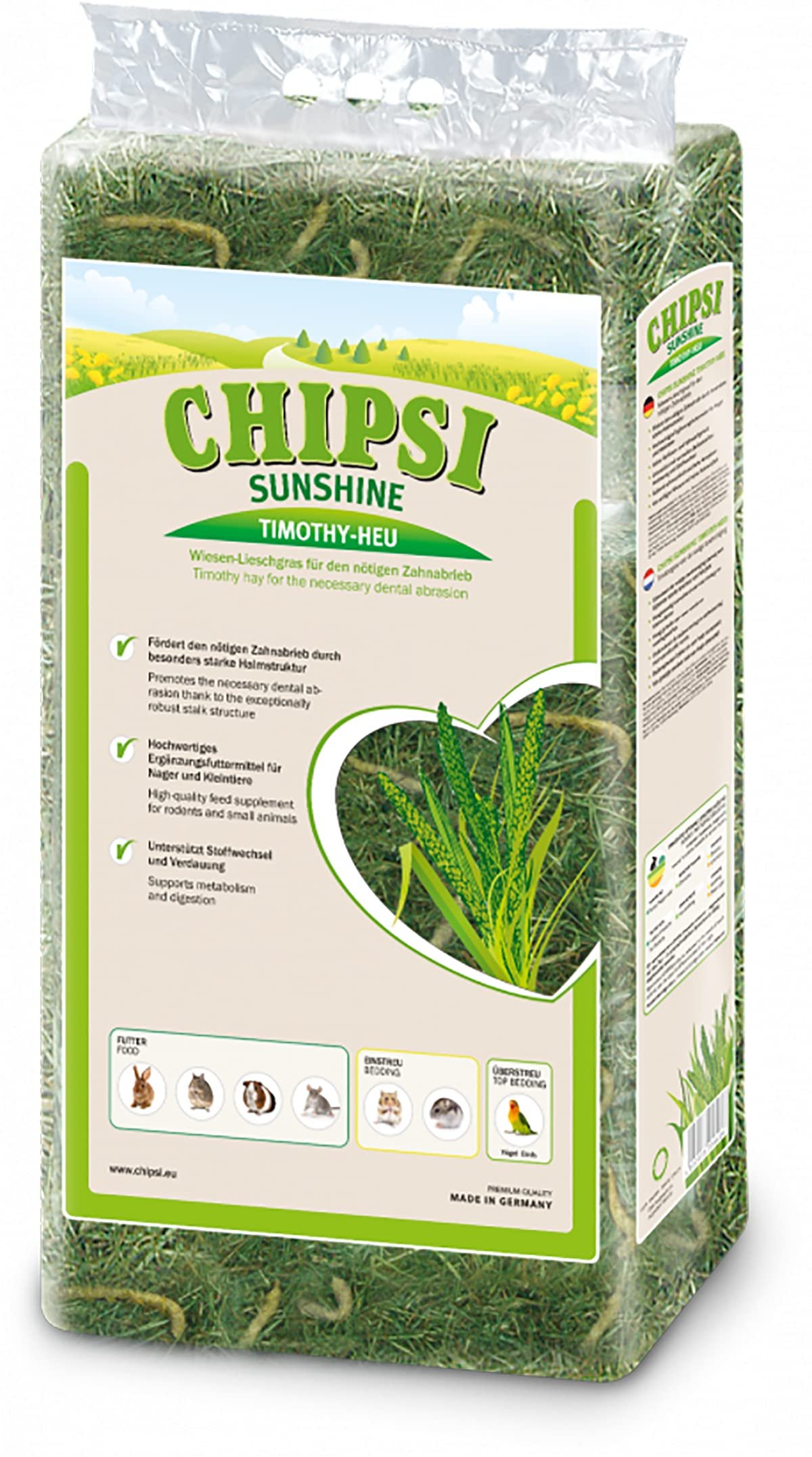 Chipsi Sunshine Timothy Hay 800g for Rabbits, Guinea Pigs & Small Pets | High Fibre • Supports Healthy Digestion • Helps Wear
