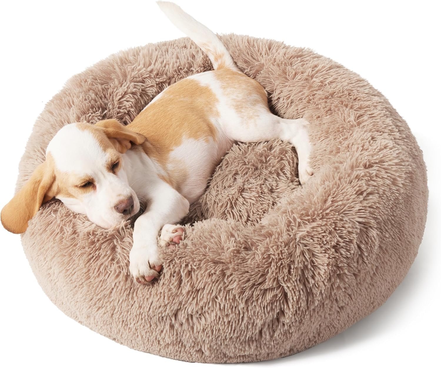 ChumsPet Calming Cat Bed for Indoor Cats | Round Fluffy Plush Pet Bed with Anti-Slip Base | Soft Washable Faux Fur Donut Bed
