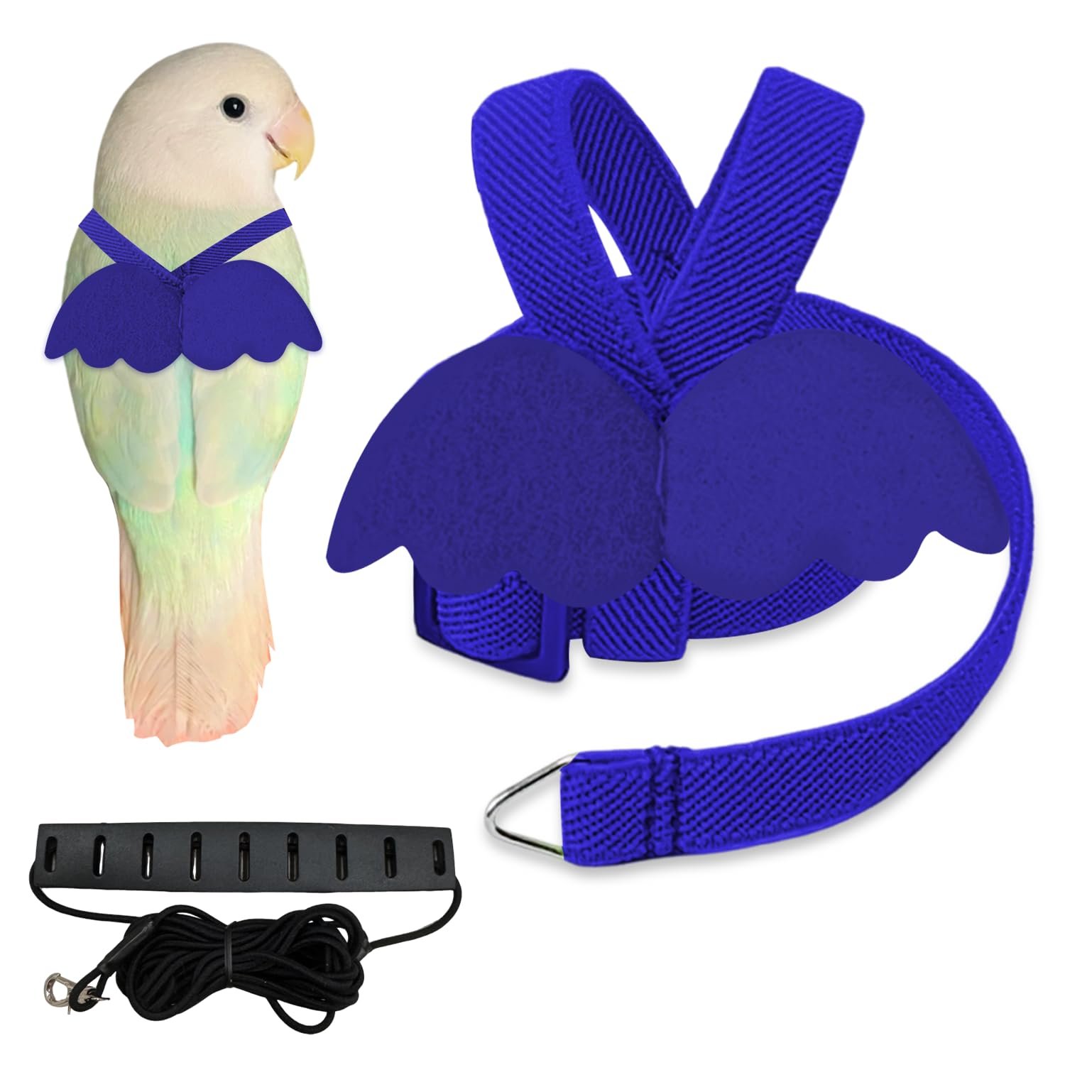 CoolShef Blue Bird Harness and Leash - Adjustable Parrot Belt for Xuan Feng and Little Sun Chest Between 10-15cm/3.94-5.91inc