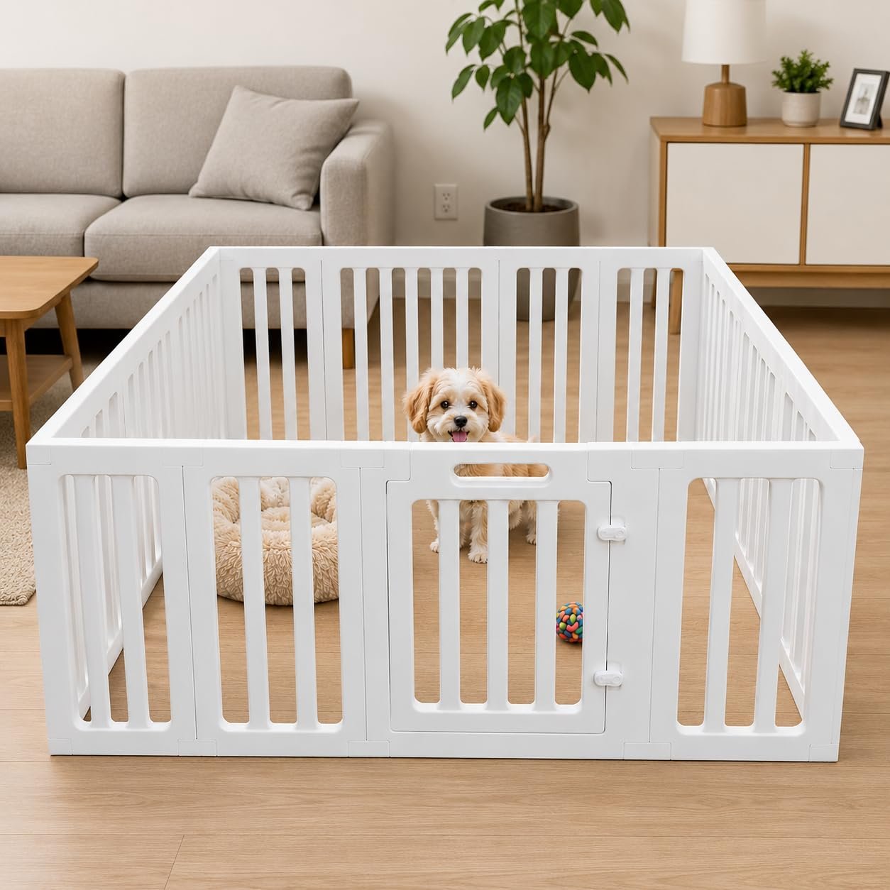Despacito Pet Playpen for Dogs & Puppies, Indoor Outdoor Dog Fence with Safety Gate, Puppy Exercise Pen & Pet Enclosure, Port